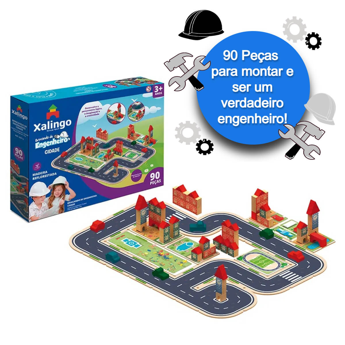 Brinquedo de Construir e Montar Brincando de Engenheiro Xalingo - 52772