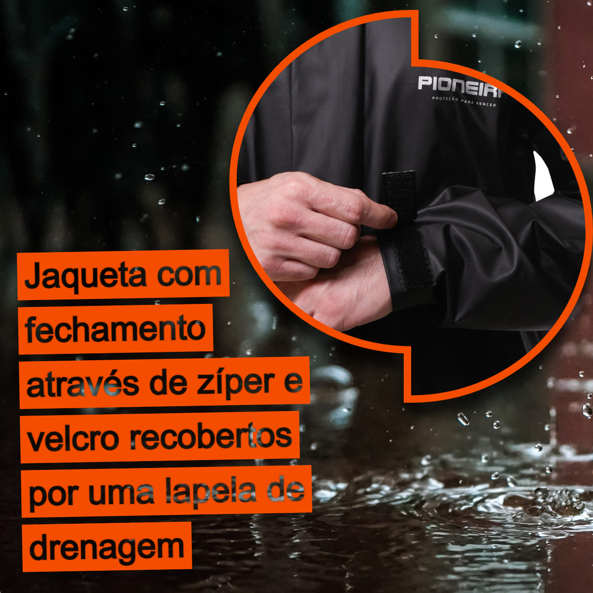 Conjunto Capa de chuva Motoqueiro Tamanho P PVC 0,28mm Combate Gola Preto Pioneira -2900-M-PRE-P