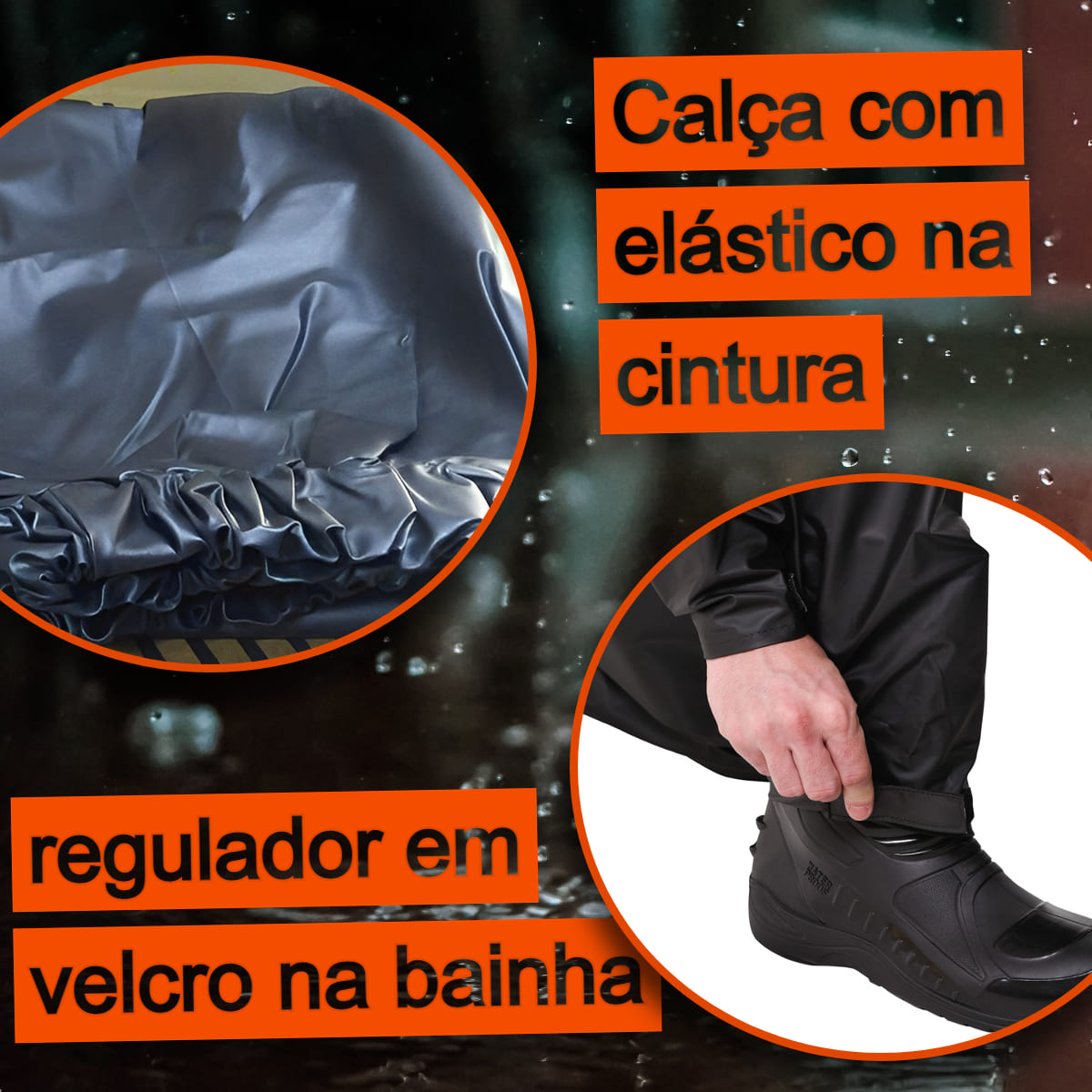 Conjunto Capa de chuva Motoqueiro Tamanho P PVC 0,28mm Combate Gola Preto Pioneira -2900-M-PRE-P