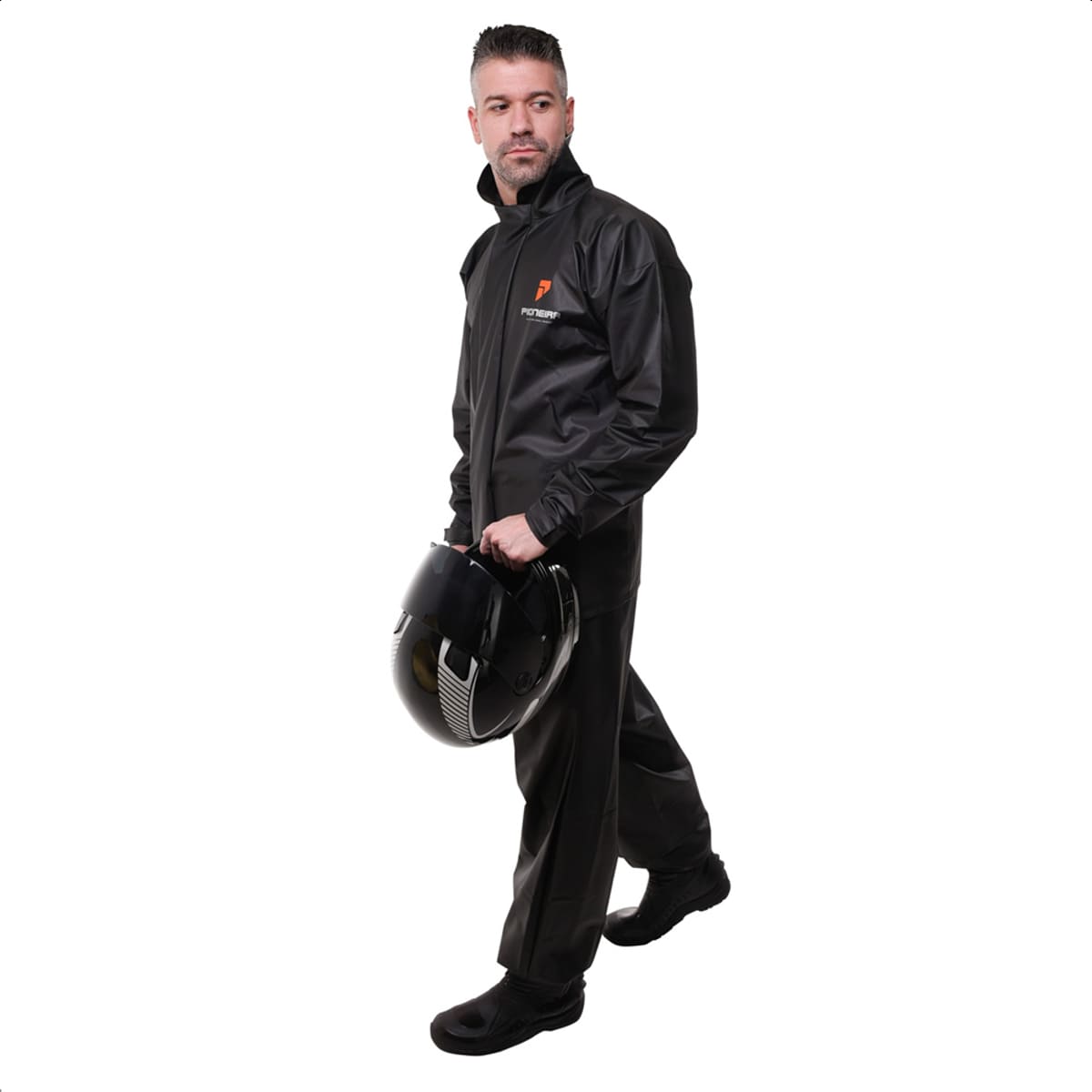 Conjunto Capa de chuva Motoqueiro Tamanho G PVC 0,28mm Combate Gola Pioneira - 2900-M-PRE-G