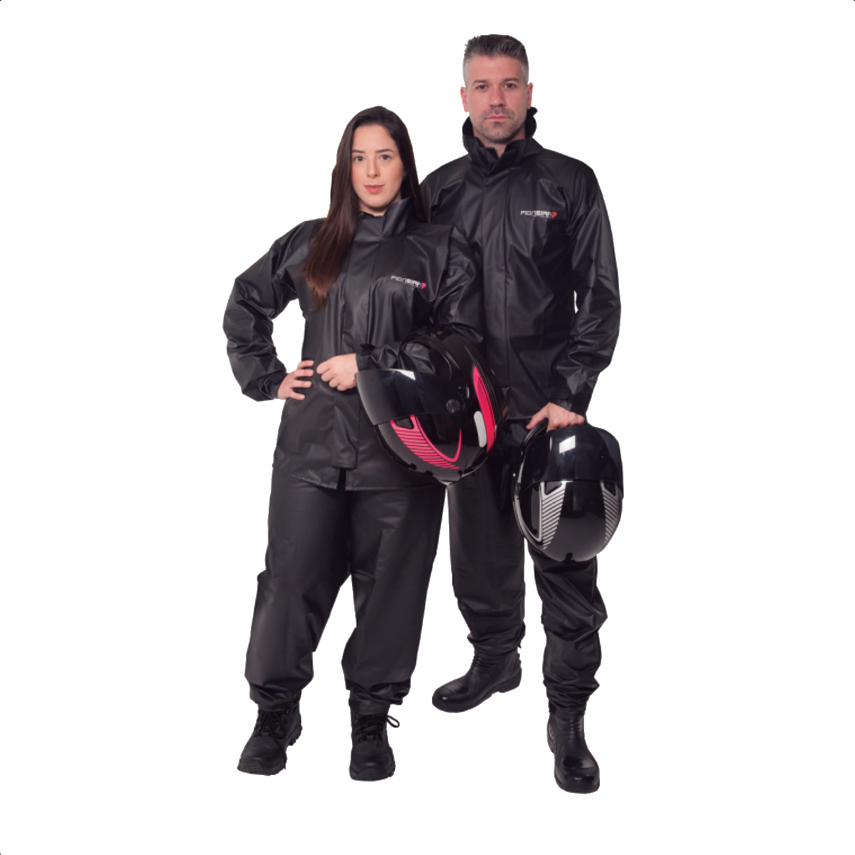 Conjunto Capa de chuva Feminina Motoqueiro Tamanho GG PVC 0,28mm Combate Pioneira - 2900-F-PRE-GG