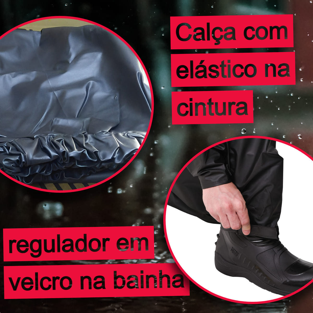 Conjunto Capa de chuva Feminina Motoqueiro Tamanho GG PVC 0,28mm Combate Pioneira - 2900-F-PRE-GG