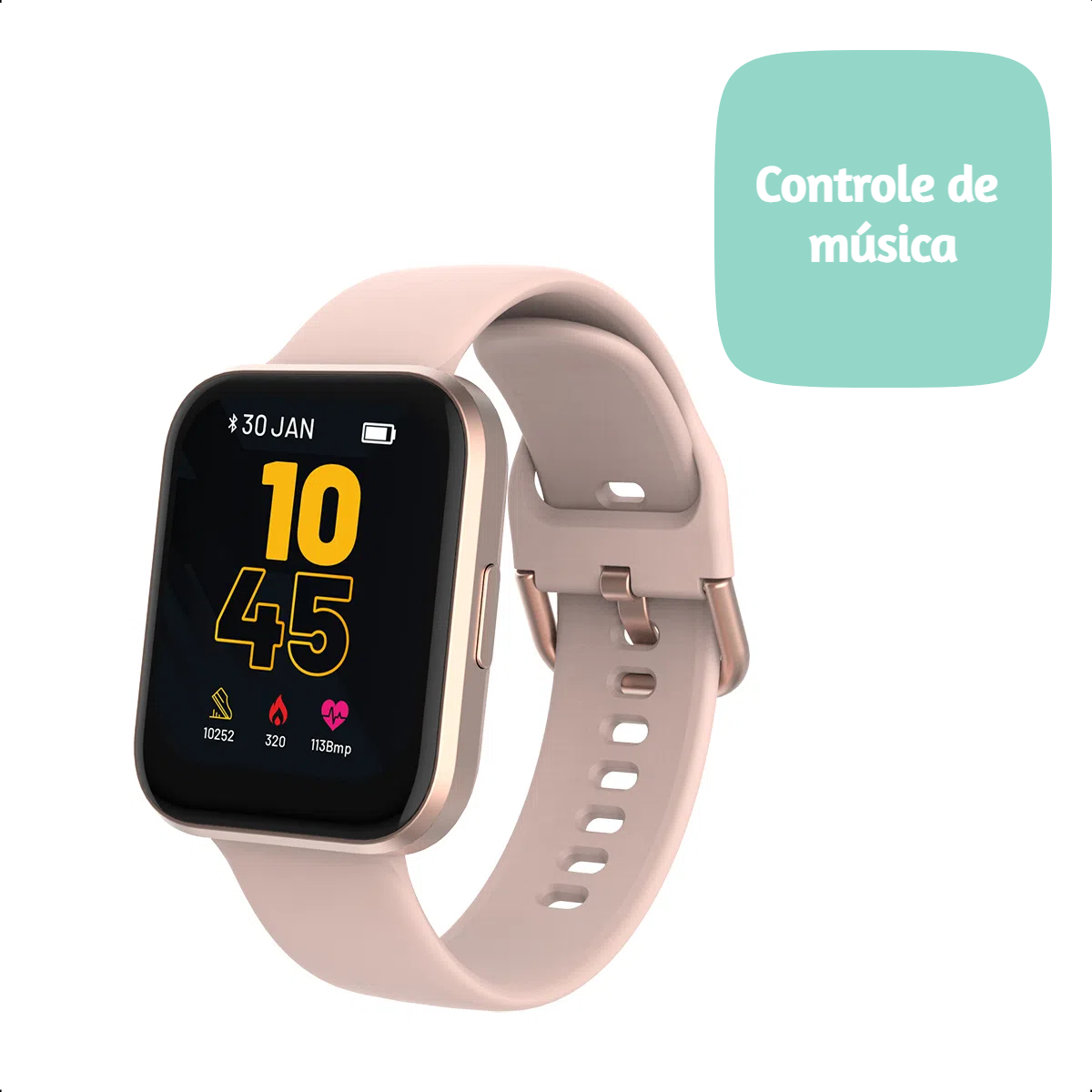 Smartwatch M1 Rose BLE 5.0HR Leitura De Mensagem Controle Música Á Prova D Água IP68-AtrioES435