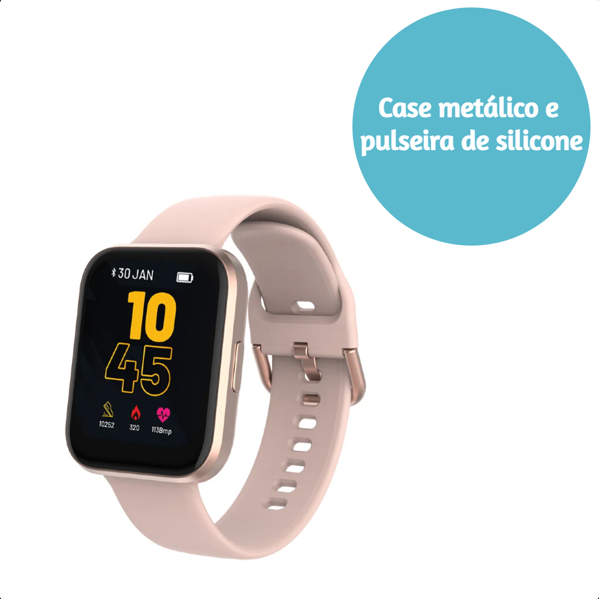 Smartwatch M1 Rose BLE 5.0HR Leitura De Mensagem Controle Música Á Prova D Água IP68-AtrioES435
