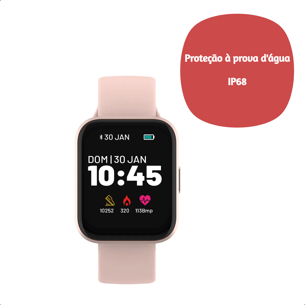 Smartwatch M1 Rose BLE 5.0HR Leitura De Mensagem Controle Música Á Prova D Água IP68-AtrioES435