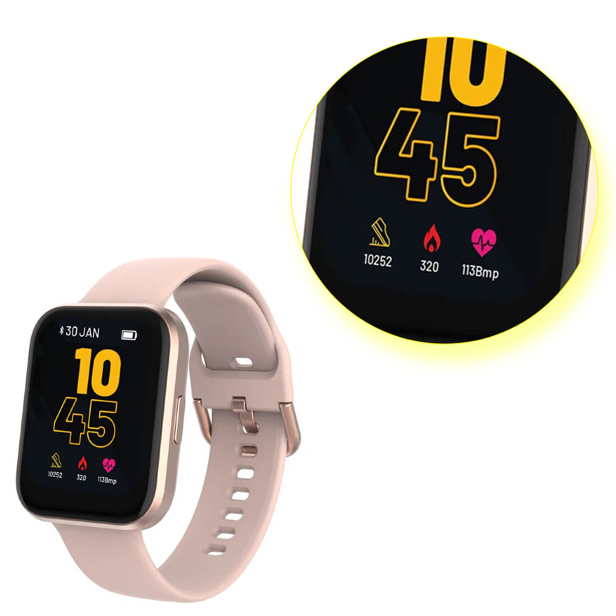 Smartwatch M1 Rose BLE 5.0HR Leitura De Mensagem Controle Música Á Prova D Água IP68-AtrioES435