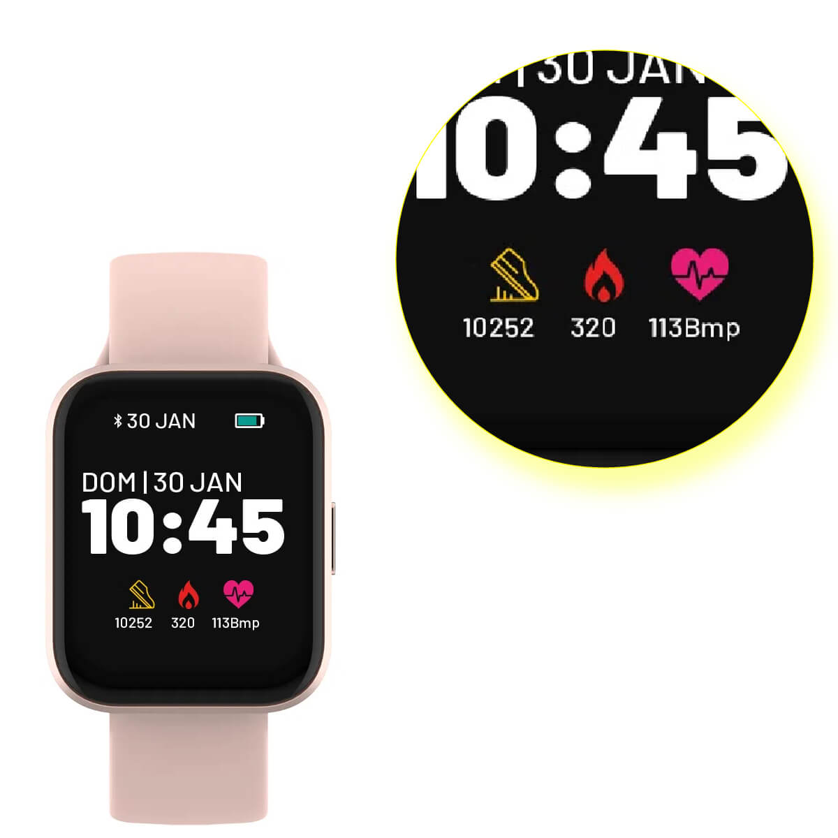 Smartwatch M1 Rose BLE 5.0HR Leitura De Mensagem Controle Música Á Prova D Água IP68-AtrioES435