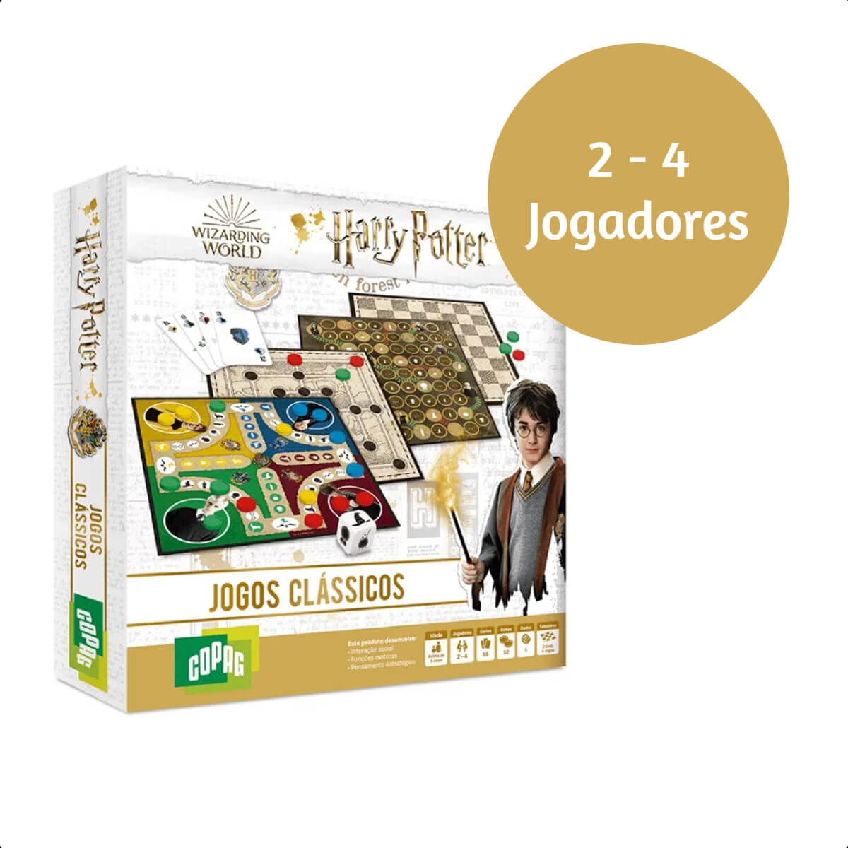 Jogo de Tabuleiro Harry Potter Clássicos com Baralho de 2 a 4 Jogadores Copag - 30724