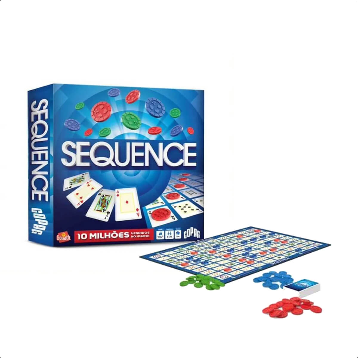 Jogo de Tabuleiro Sequence 2 Decks de Baralho 7 anos ou mais Estratégia e Raciocínio Copag 31553