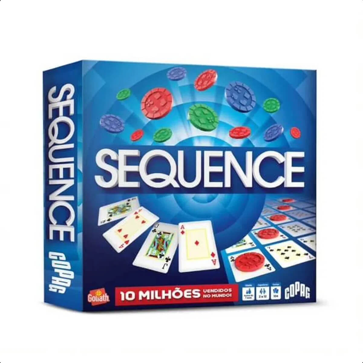 Jogo de Tabuleiro Sequence 2 Decks de Baralho 7 anos ou mais Estratégia e Raciocínio Copag 31553