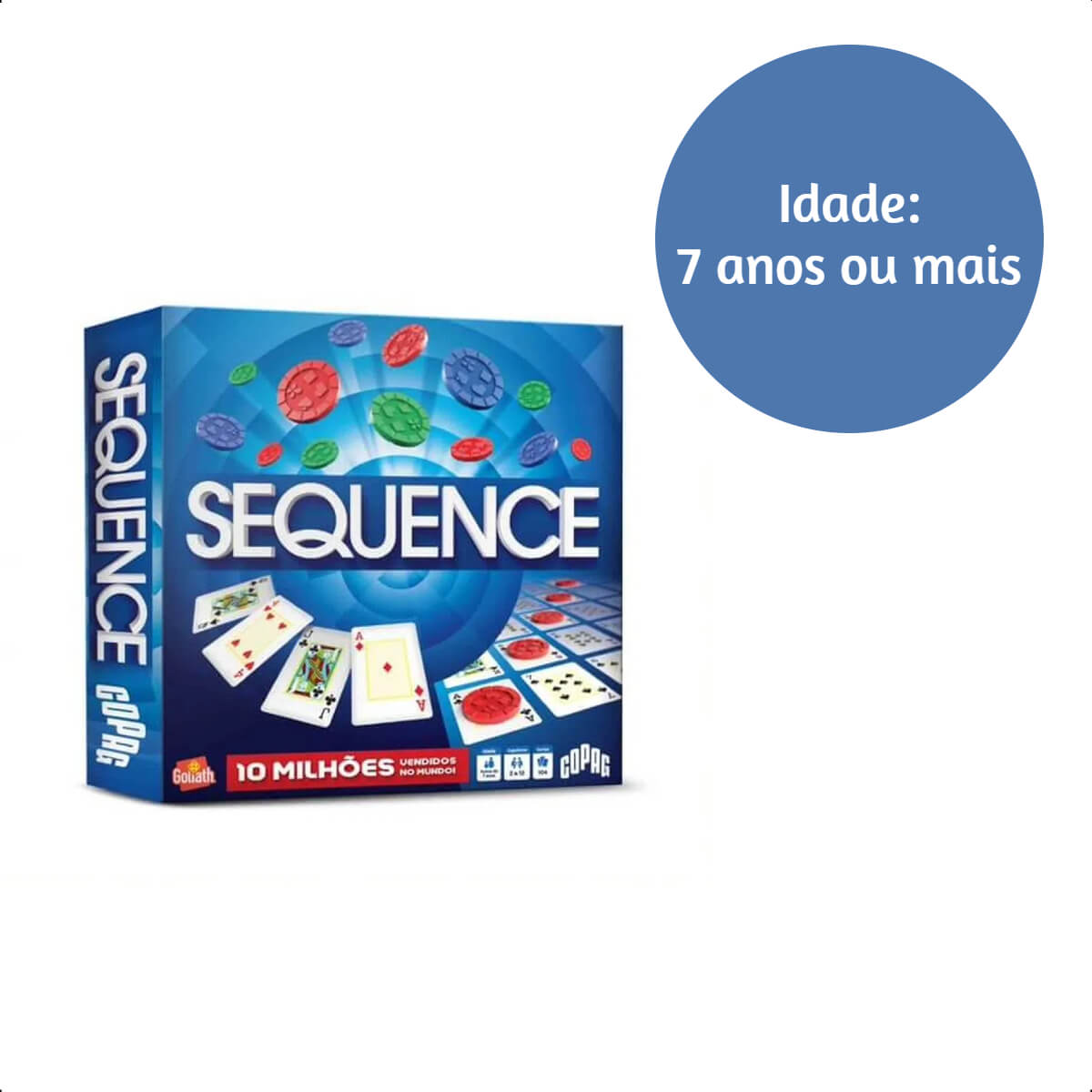Jogo de Tabuleiro Sequence 2 Decks de Baralho 7 anos ou mais Estratégia e Raciocínio Copag 31553