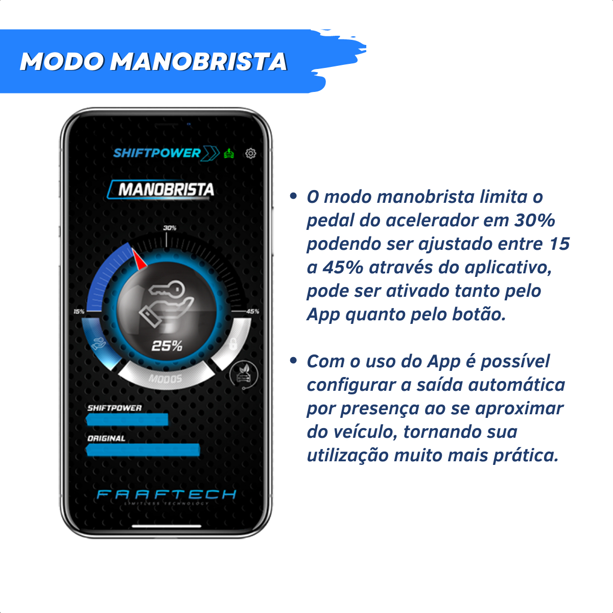 Shift Power Chip Pedal Acelerador Controle por App Plug and play Faaftech FT-SP03+