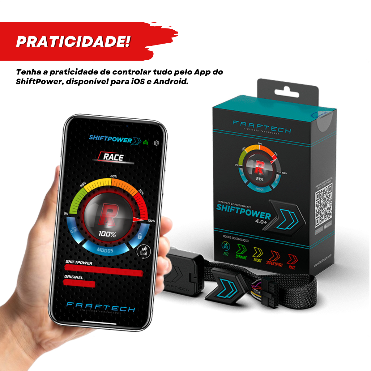 Shift Power Chip Pedal Acelerador Controle por App Plug and play Faaftech FT-SP07+