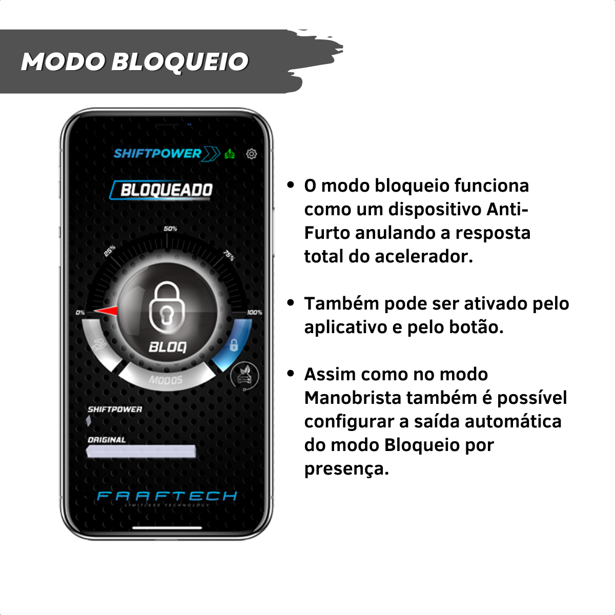 Shift Power Chip Pedal Acelerador Controle por App Plug and play Faaftech FT-SP09+