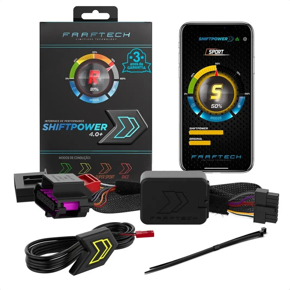 Shift Power Chip Pedal Acelerador Controle por App Plug and play Faaftech FT-SP21+