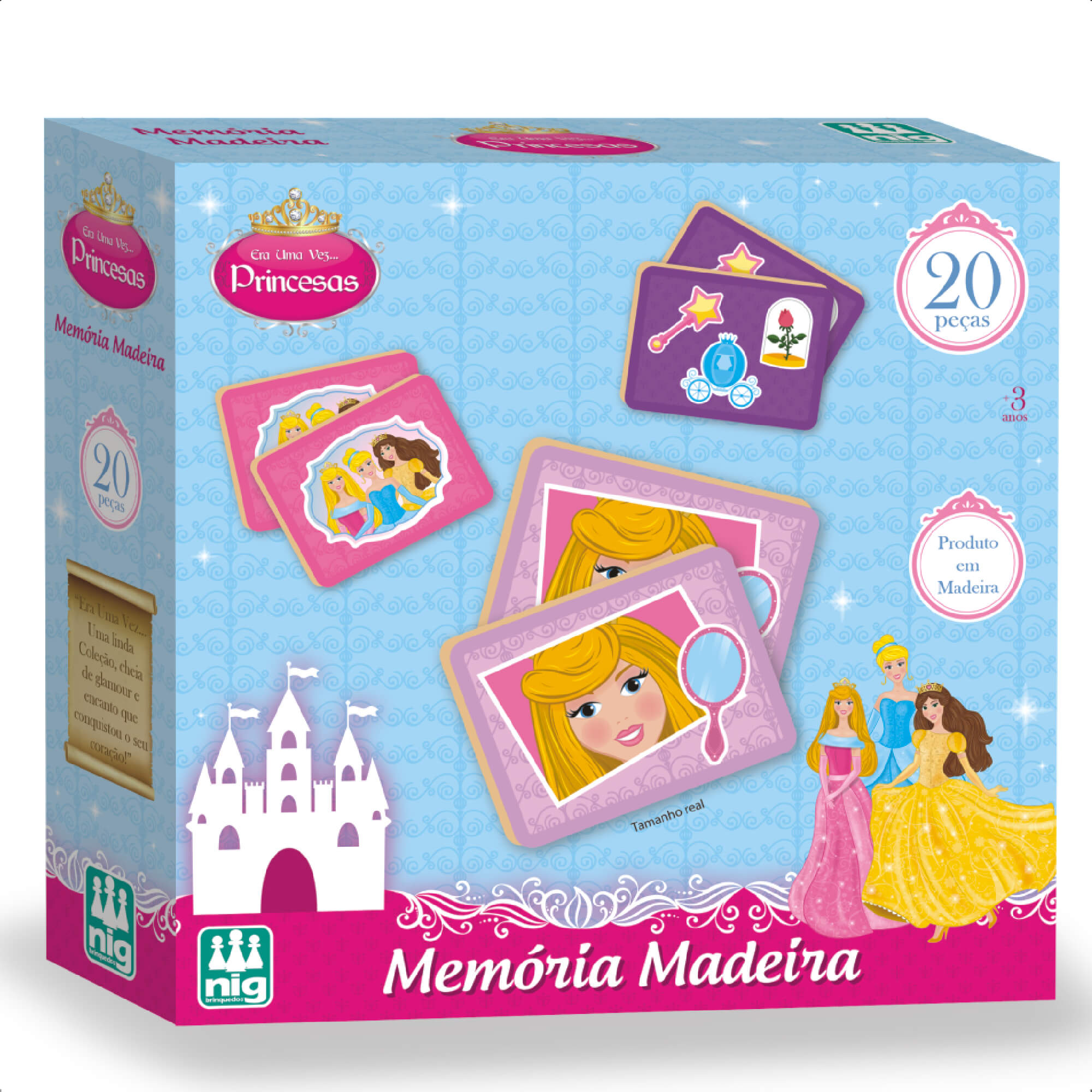 Jogo Da Memória Princesas Infantil 20 Peças 10 Pares Criatividade 3 Anos Nig Brinquedos - 0794