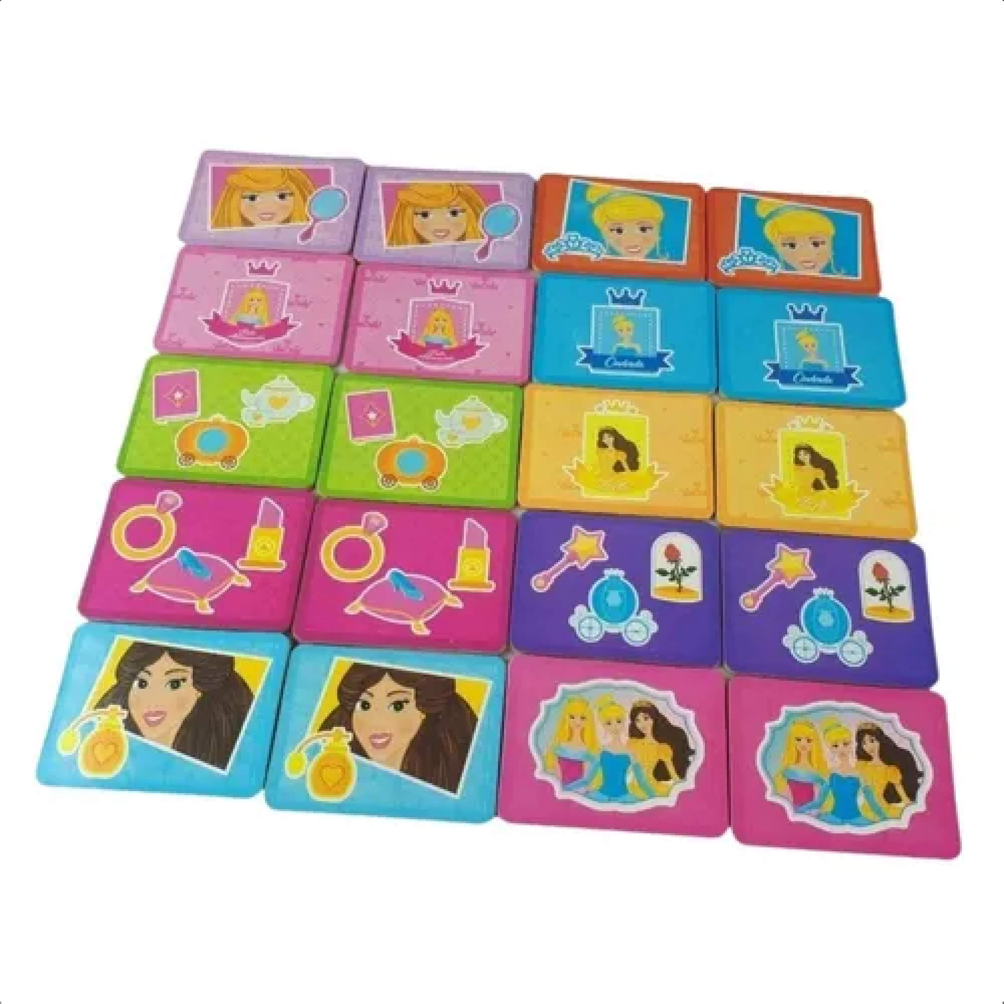 Jogo Da Memória Princesas Infantil 20 Peças 10 Pares Criatividade 3 Anos Nig Brinquedos - 0794