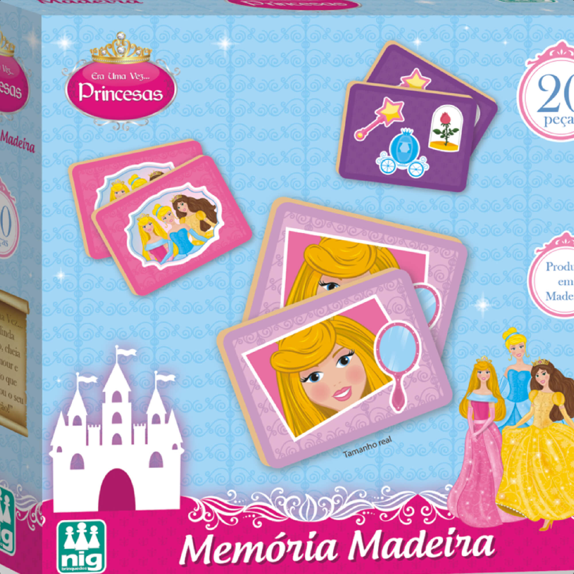 Jogo Da Memória Princesas Infantil 20 Peças 10 Pares Criatividade 3 Anos Nig Brinquedos - 0794