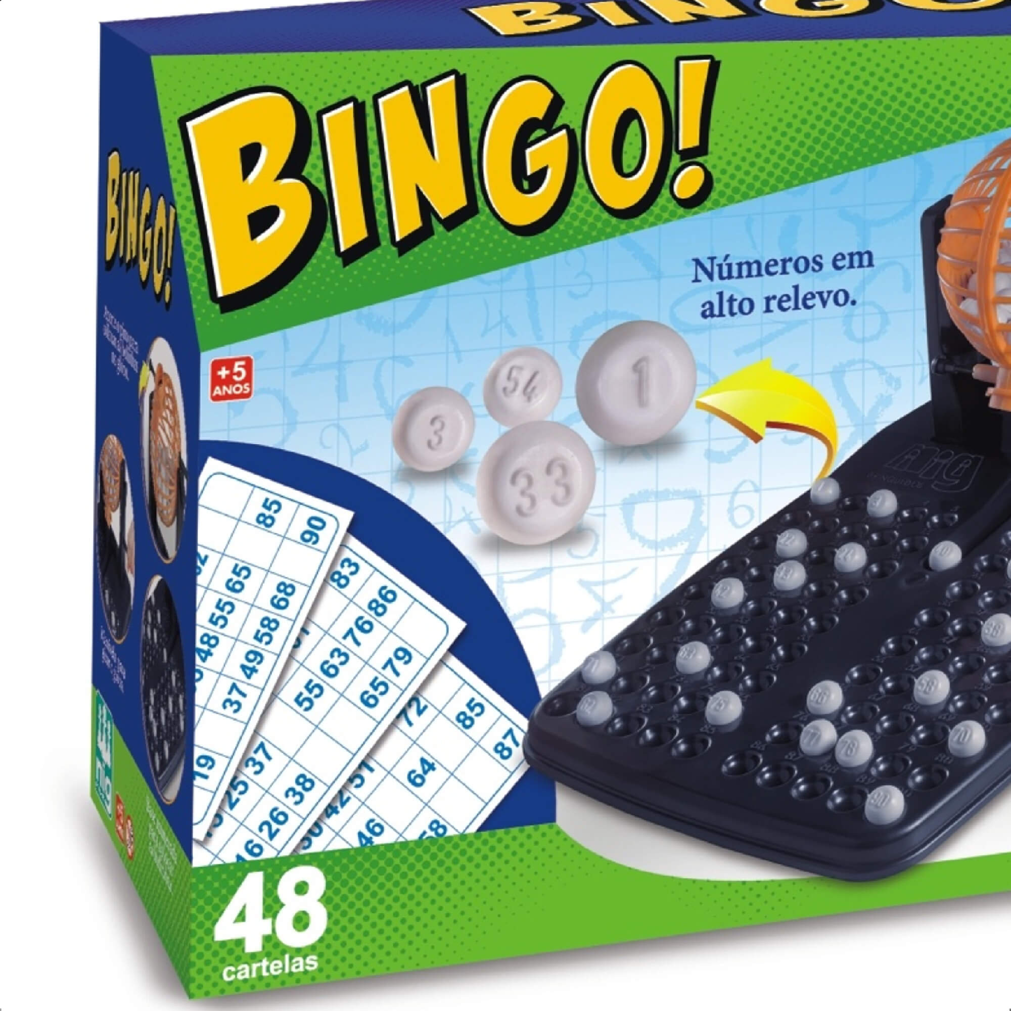 Jogo Bingo Infantil 48 Cartelas 90 Bolinhas Com Globo Nig Brinquedos - 1000