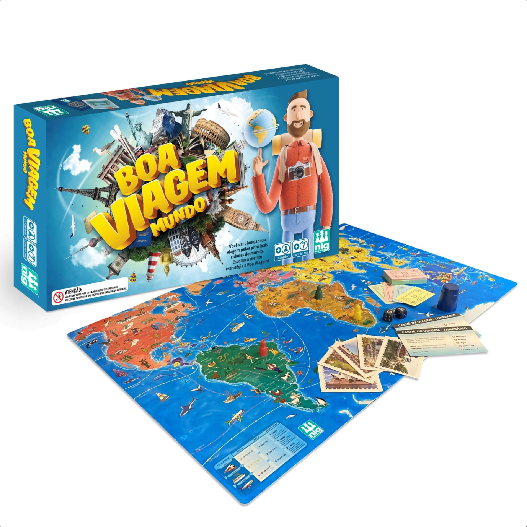Jogo Boa Viagem Mundo Infantil Geografia Divertida E Estratégia 8+ Anos Nig Brinquedos - 1103
