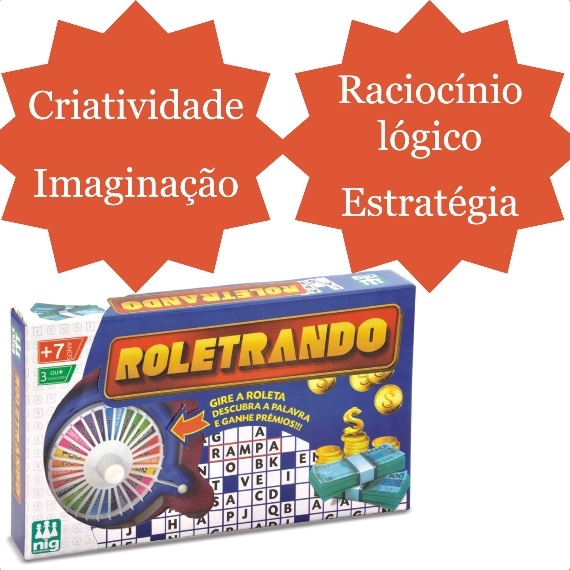 Jogo Roletrando Infantil Raciocínio Estratégia 20 Bases Plásticas +7 Anos Nig - 1620