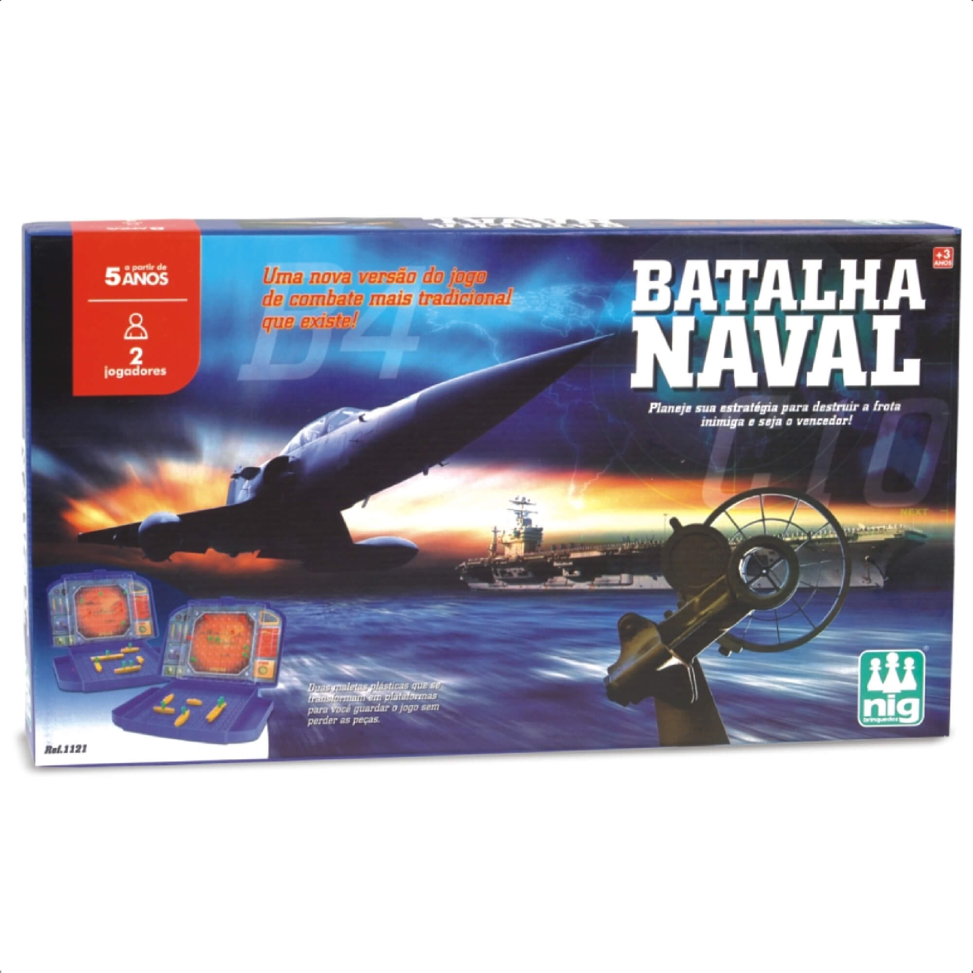 Jogo Batalha Naval Infantil Planejamento Estratégia 2 Maletas 10 Navios +8 Anos Nig Brinquedos-1121