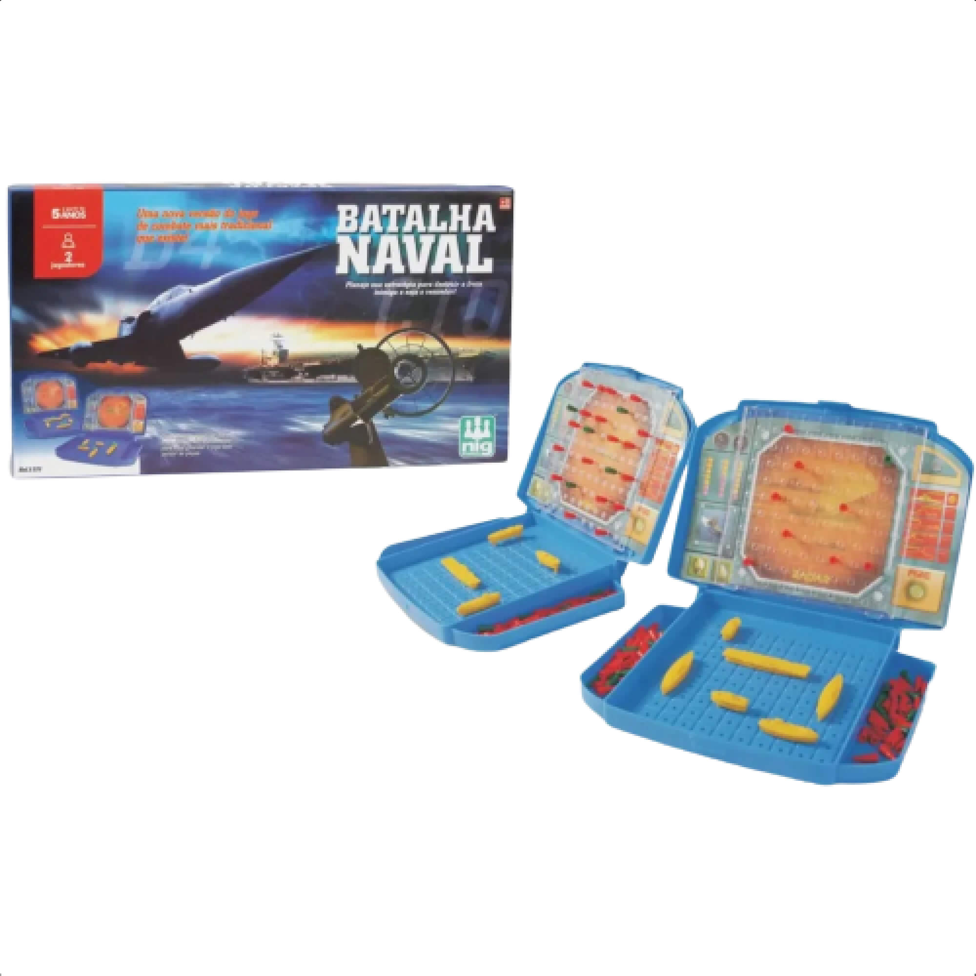 Jogo Batalha Naval Infantil Planejamento Estratégia 2 Maletas 10 Navios +8 Anos Nig Brinquedos-1121