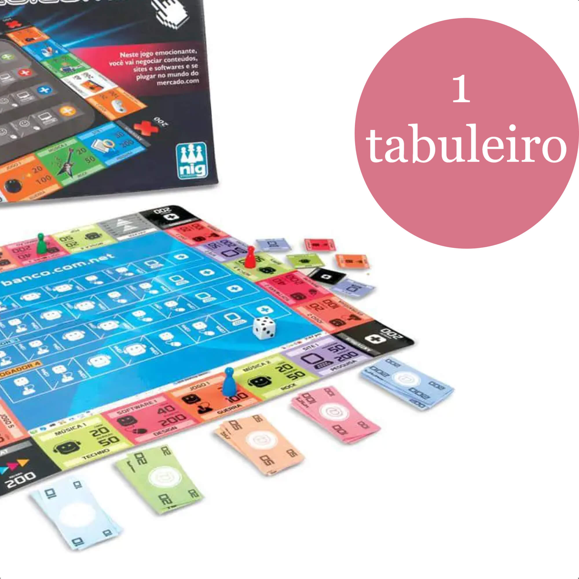 Jogo de Tabuleiro Banco.Com.Net Programação De Sites e Conteúdos +9 Anos Nig Brinquedos - 1122
