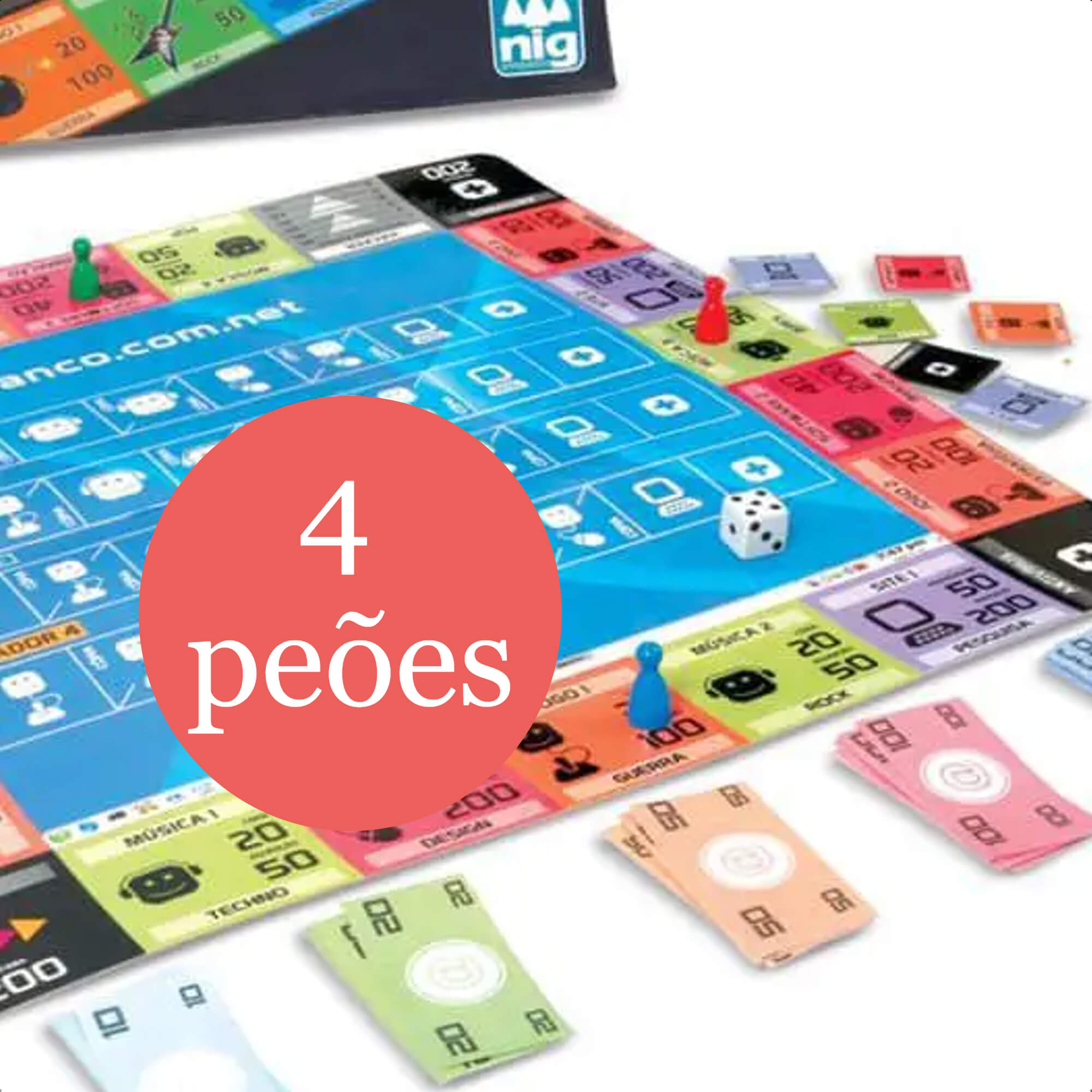 Jogo de Tabuleiro Banco.Com.Net Programação De Sites e Conteúdos +9 Anos Nig Brinquedos - 1122