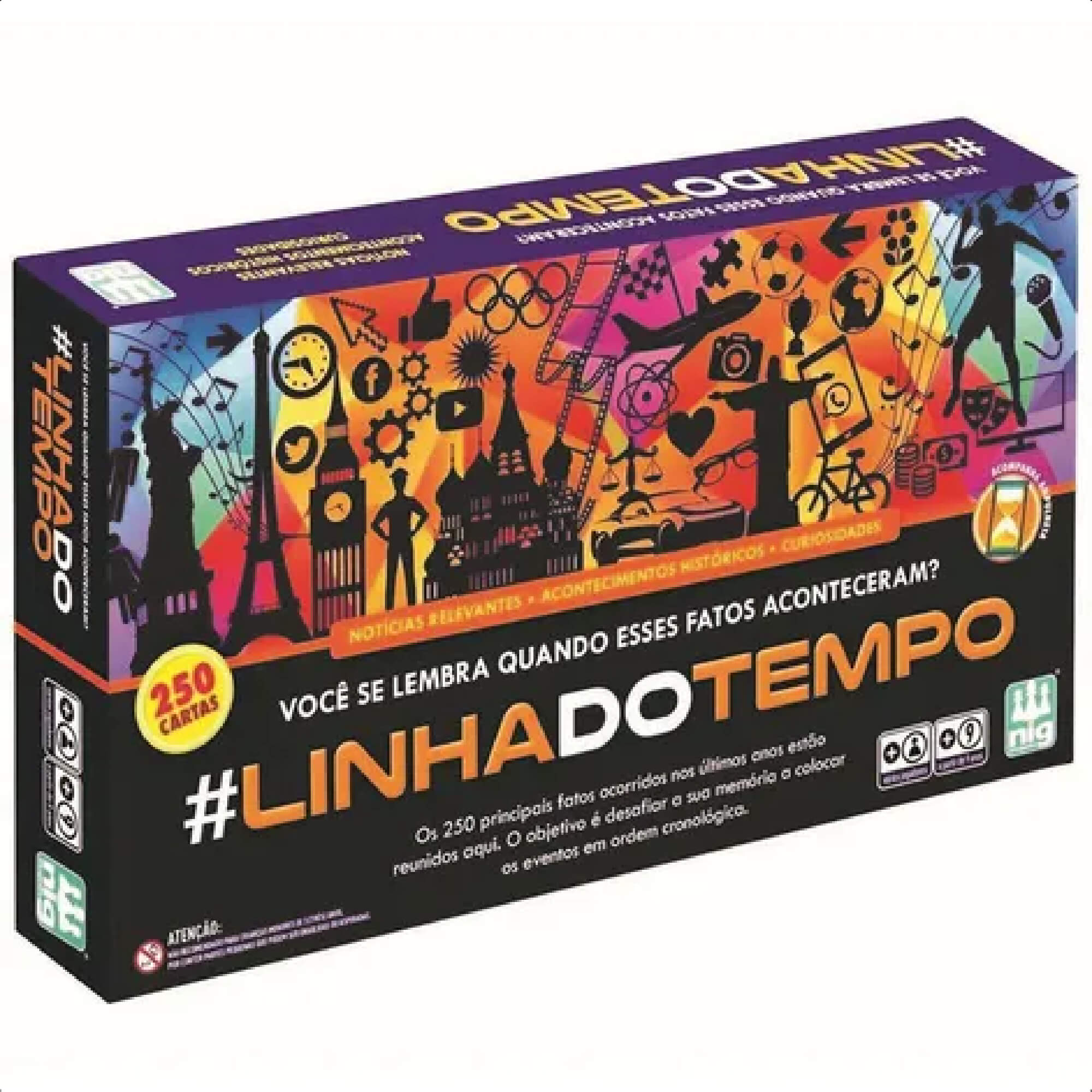 Jogo de Tabuleiro Linha Do Tempo Para Toda A Família 250 Cartas +9 Anos Nig Brinquedos - 1134