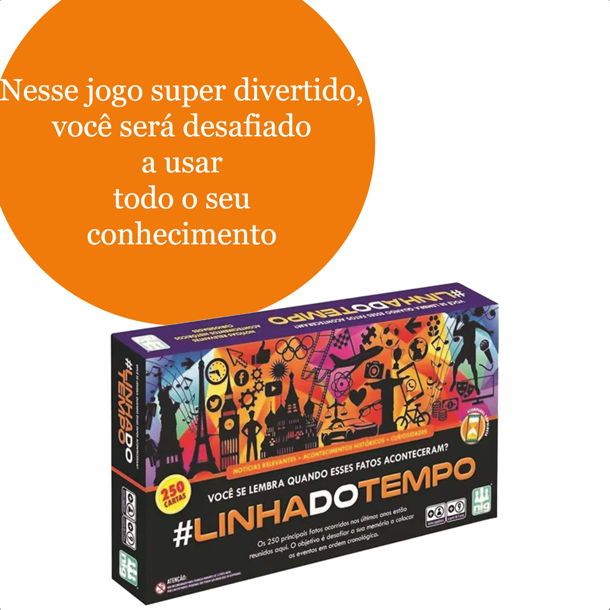 Jogo de Tabuleiro Linha Do Tempo Para Toda A Família 250 Cartas +9 Anos Nig Brinquedos - 1134