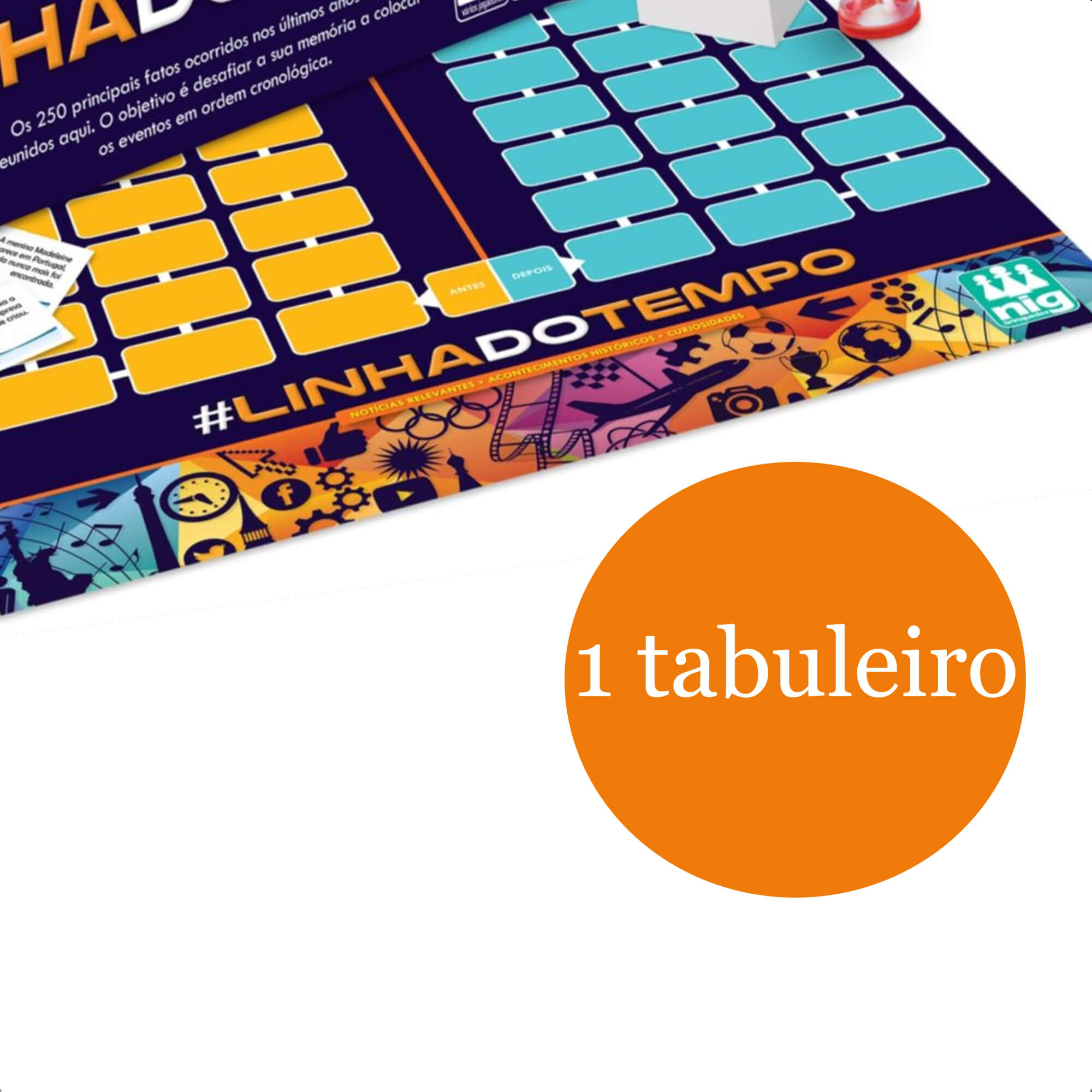 Jogo de Tabuleiro Linha Do Tempo Para Toda A Família 250 Cartas +9 Anos Nig Brinquedos - 1134