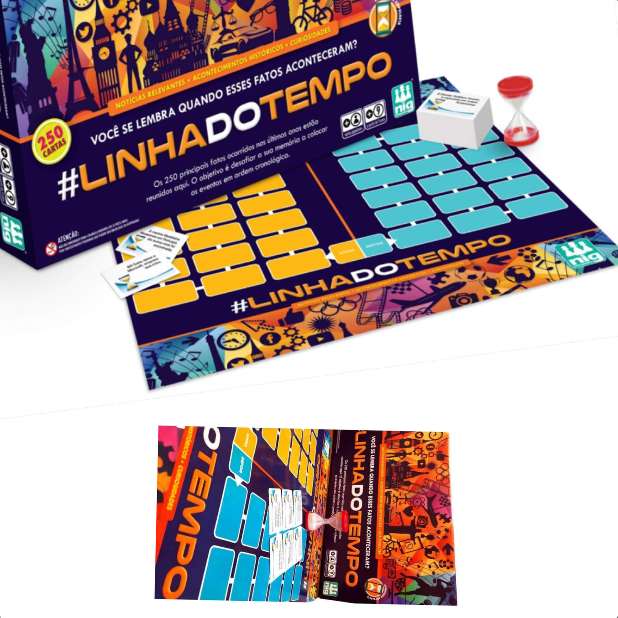 Jogo de Tabuleiro Linha Do Tempo Para Toda A Família 250 Cartas +9 Anos Nig Brinquedos - 1134