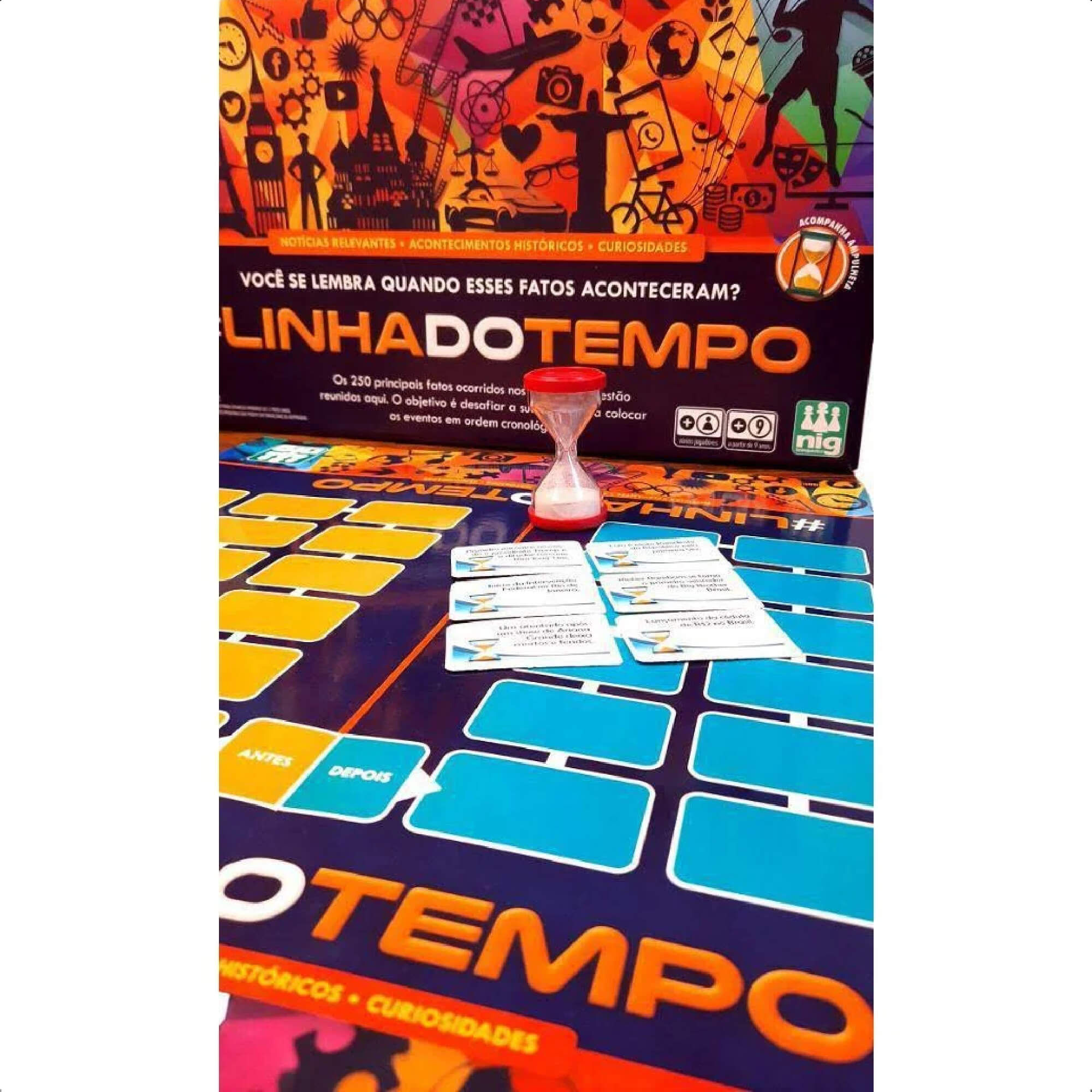 Jogo de Tabuleiro Linha Do Tempo Para Toda A Família 250 Cartas +9 Anos Nig Brinquedos - 1134