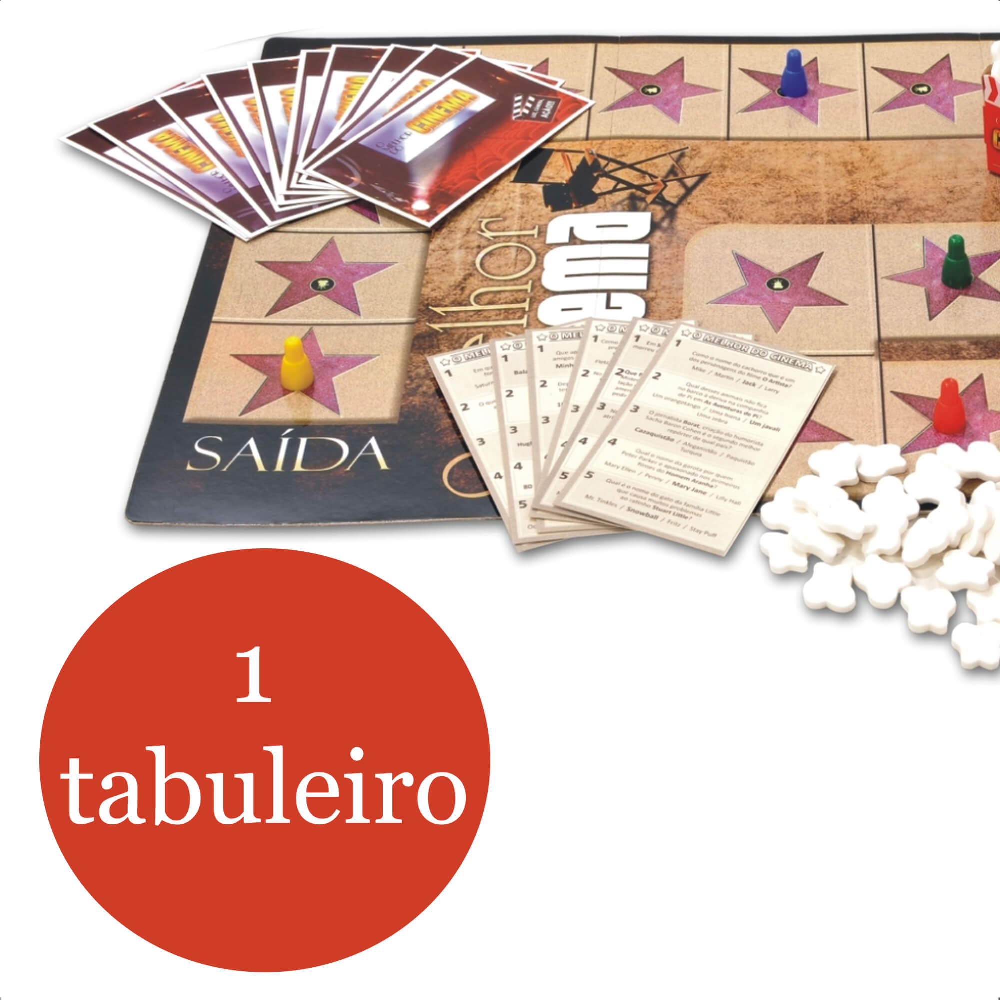 Jogo de Tabuleiro O Melhor Do Cinema 800 Perguntas 50 Sinopses e 50 Mímicas Nig - 1126