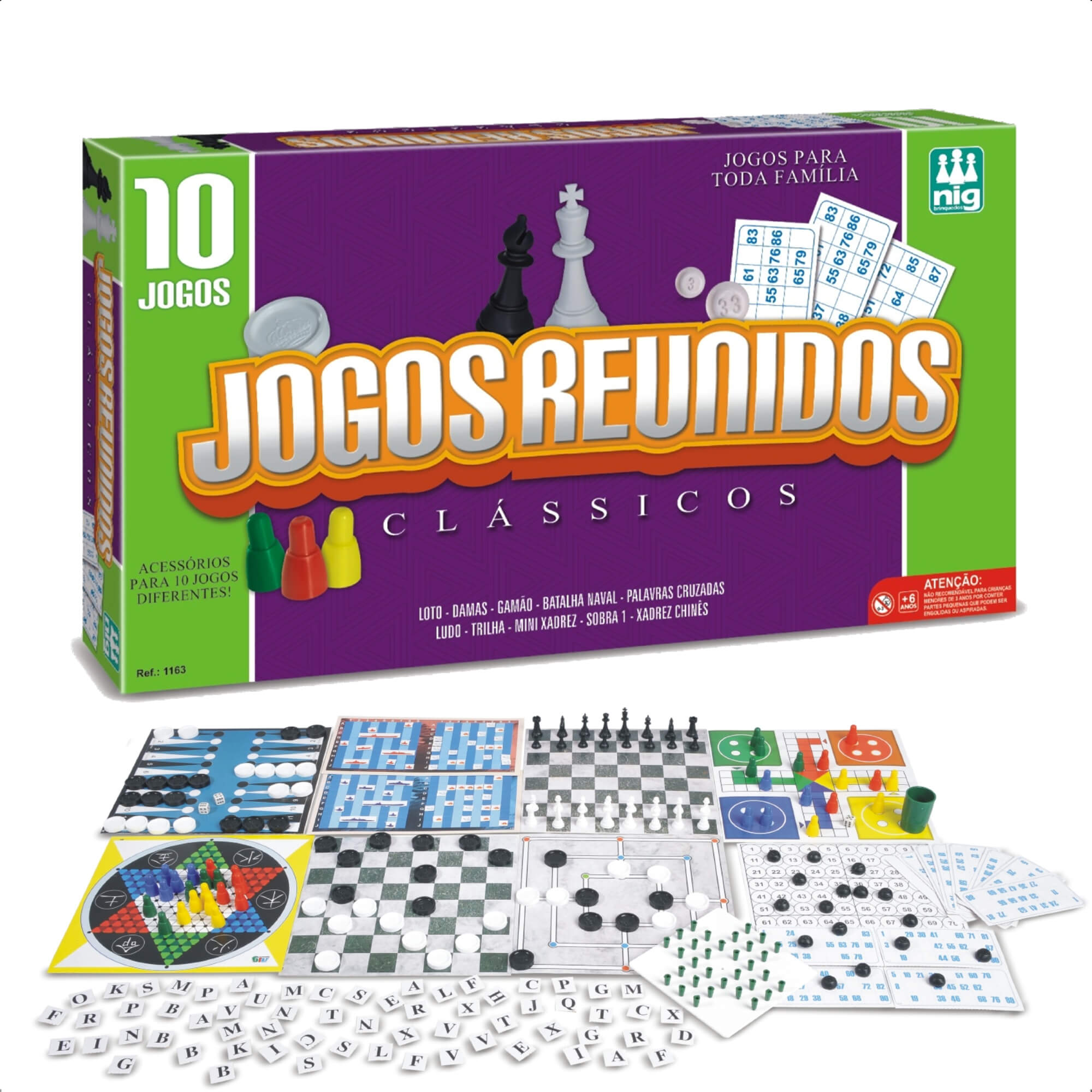 Jogos Clássicos Reunidos Xadrez Damas Ludo Batalha Naval Palavras Cruzadas Tabuleiro Nig - 1163