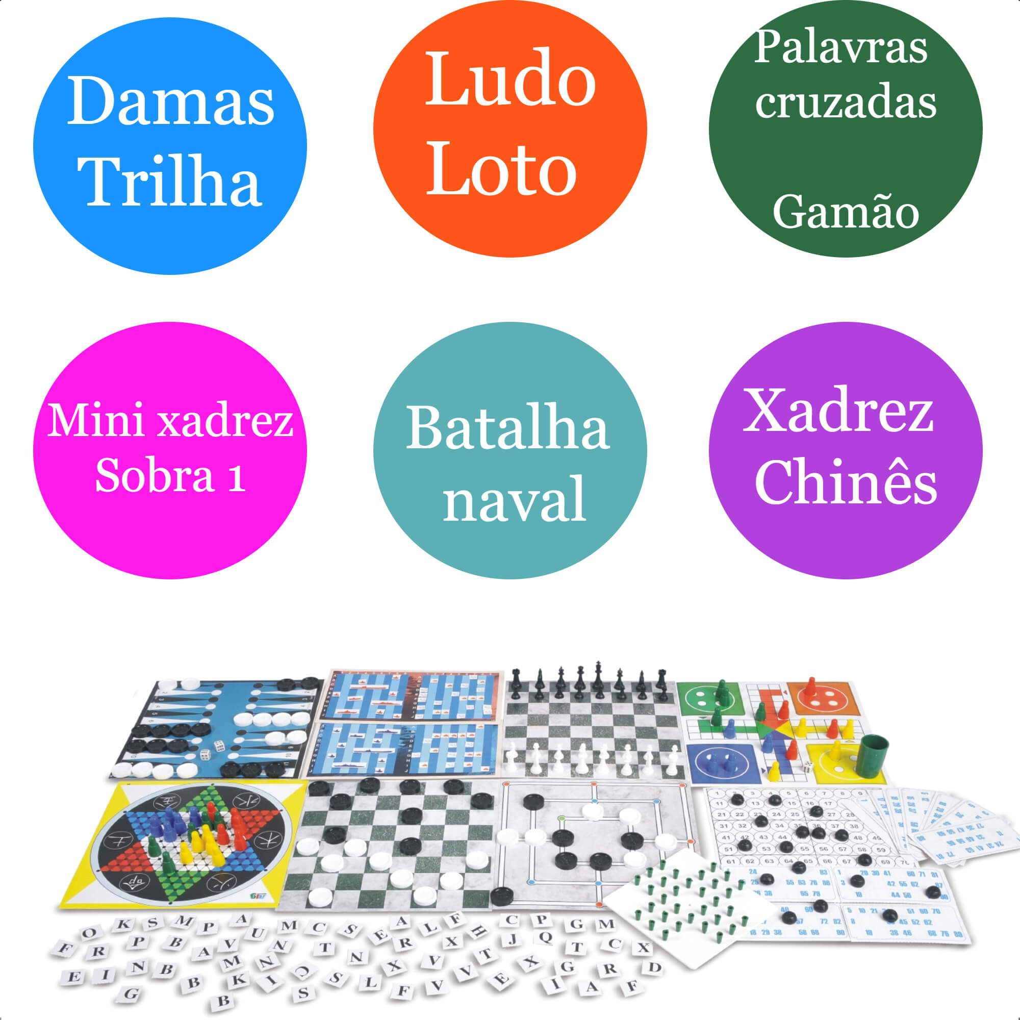 Jogos Clássicos Reunidos Xadrez Damas Ludo Batalha Naval Palavras Cruzadas Tabuleiro Nig - 1163