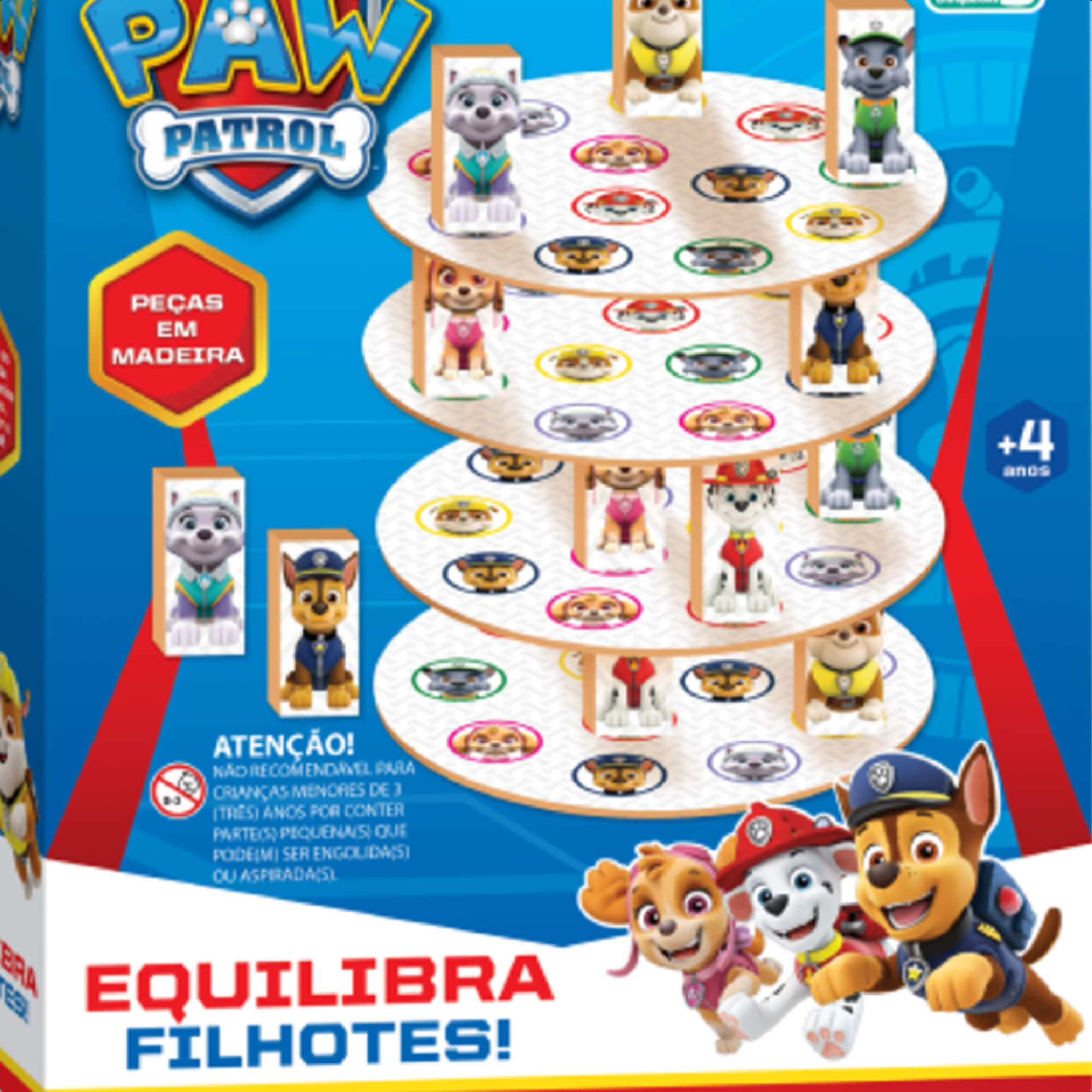Brinquedo Madeira Jogo Equilibra Filhotes Patrulha Canina Infantil +4 Anos Nig 0684