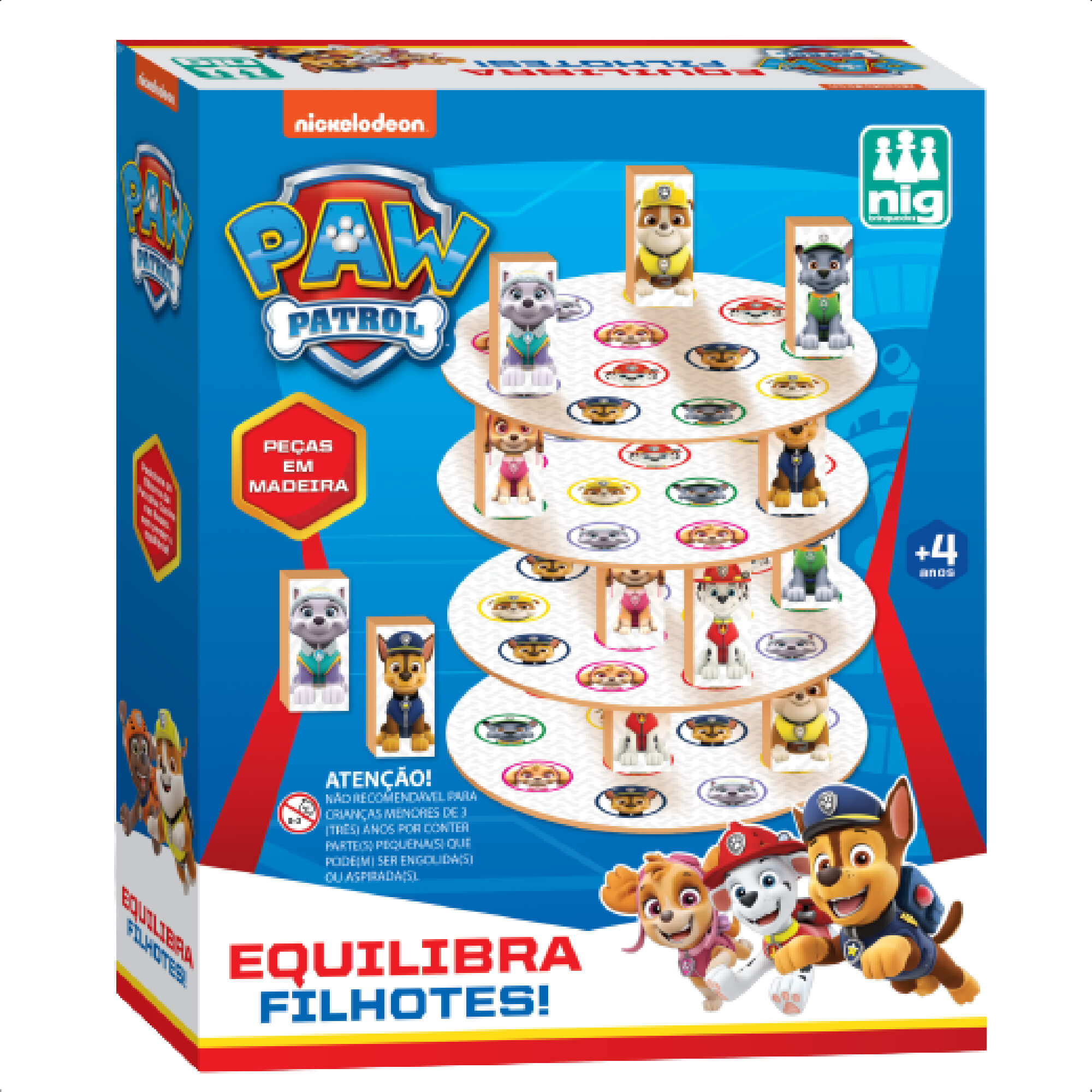 Brinquedo Madeira Jogo Equilibra Filhotes Patrulha Canina Infantil +4 Anos Nig 0684