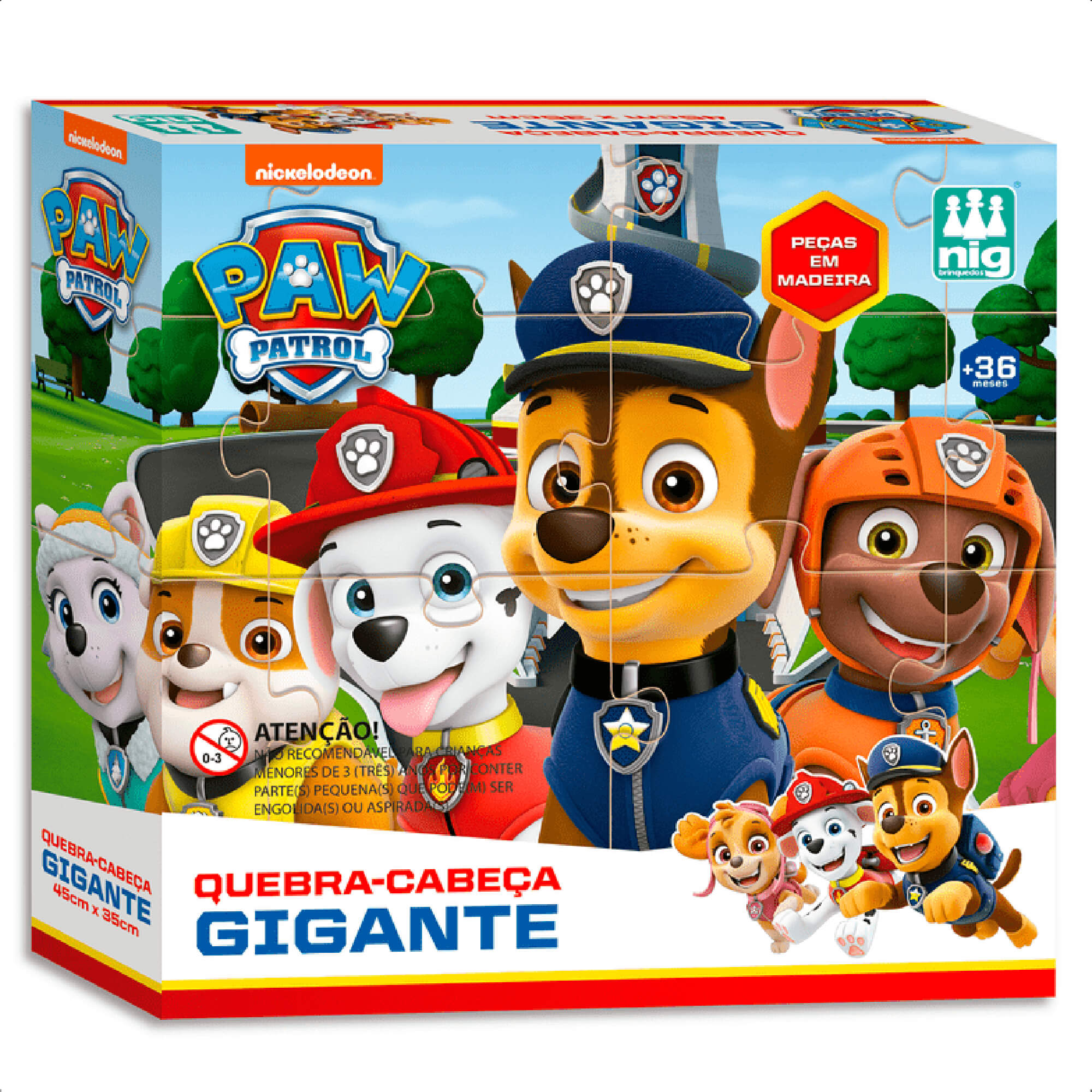 Brinquedo Quebra Cabeça em Madeira Patrulha Canina Infantil Peças Grandes Nig Brinquedos - 0687