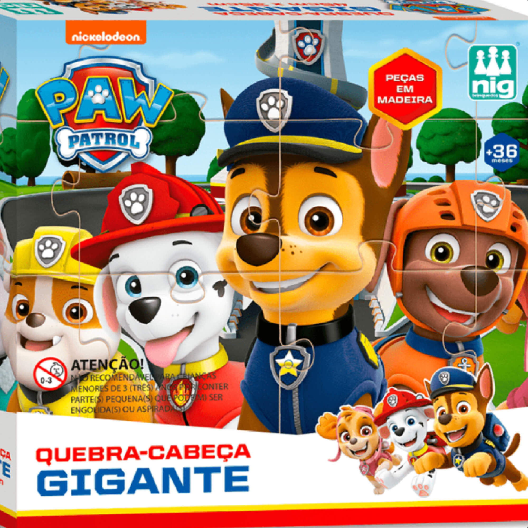 Brinquedo Quebra Cabeça em Madeira Patrulha Canina Infantil Peças Grandes Nig Brinquedos - 0687