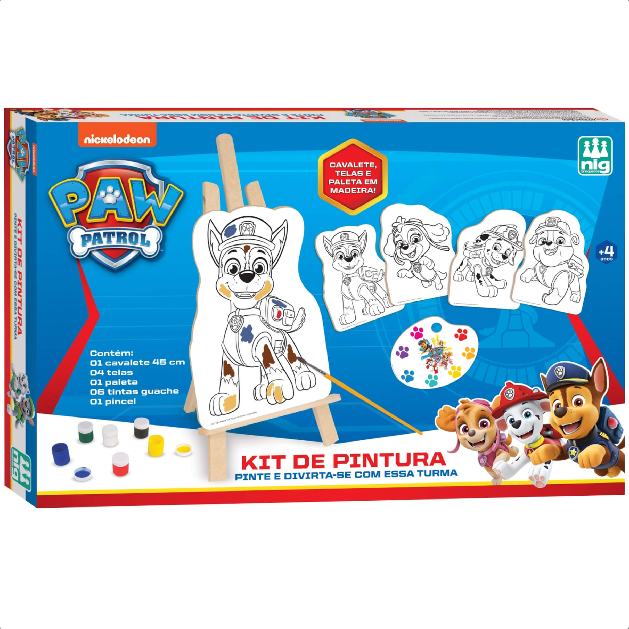 Kit Pintura Patrulha Canina Infantil Criatividade Diversão A Partir De 4 Anos Nig Brinquedos - 0680