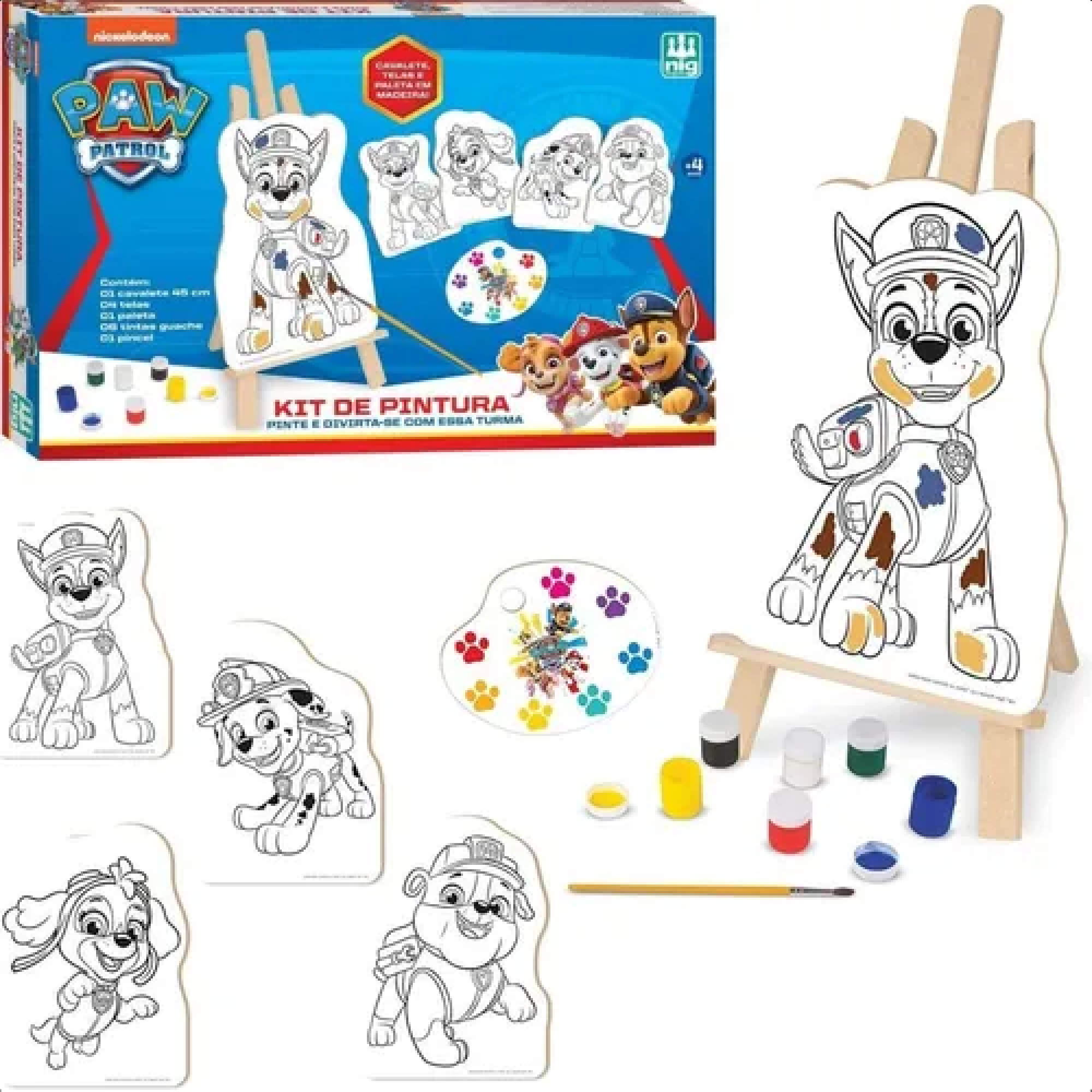 Kit Pintura Patrulha Canina Infantil Criatividade Diversão A Partir De 4 Anos Nig Brinquedos - 0680