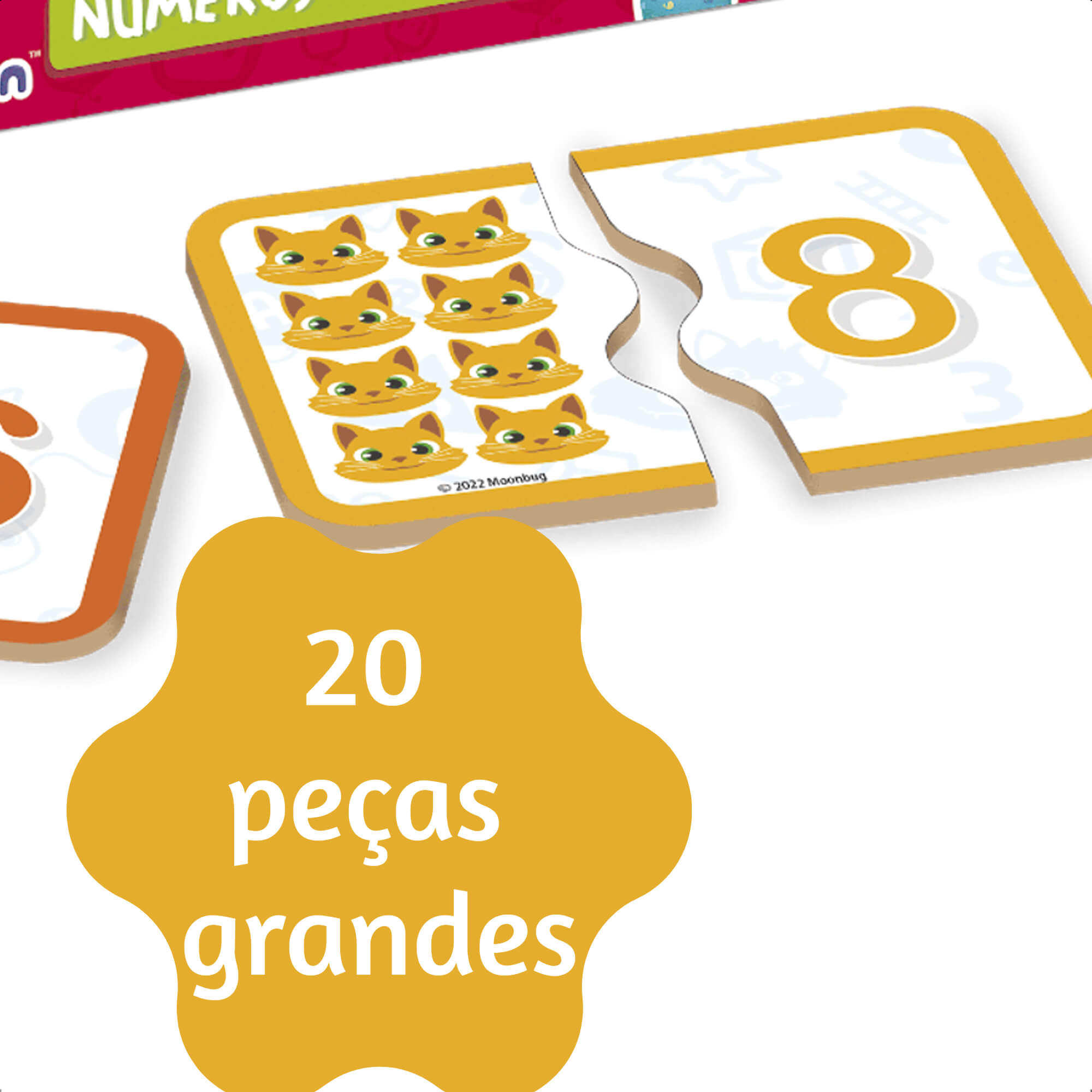Jogo Números 1 Ao 10 de Madeira Cocomelon 20 Peças Grandes Educativo Nig Brinquedos - 0511