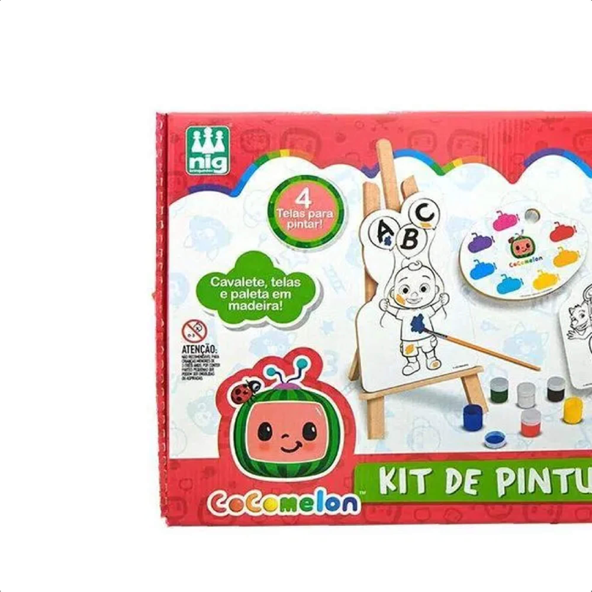 Kit Pintura Infantil Cocomelon Imaginação e Coordenação Motora +4 Anos Nig Brinquedos 0514