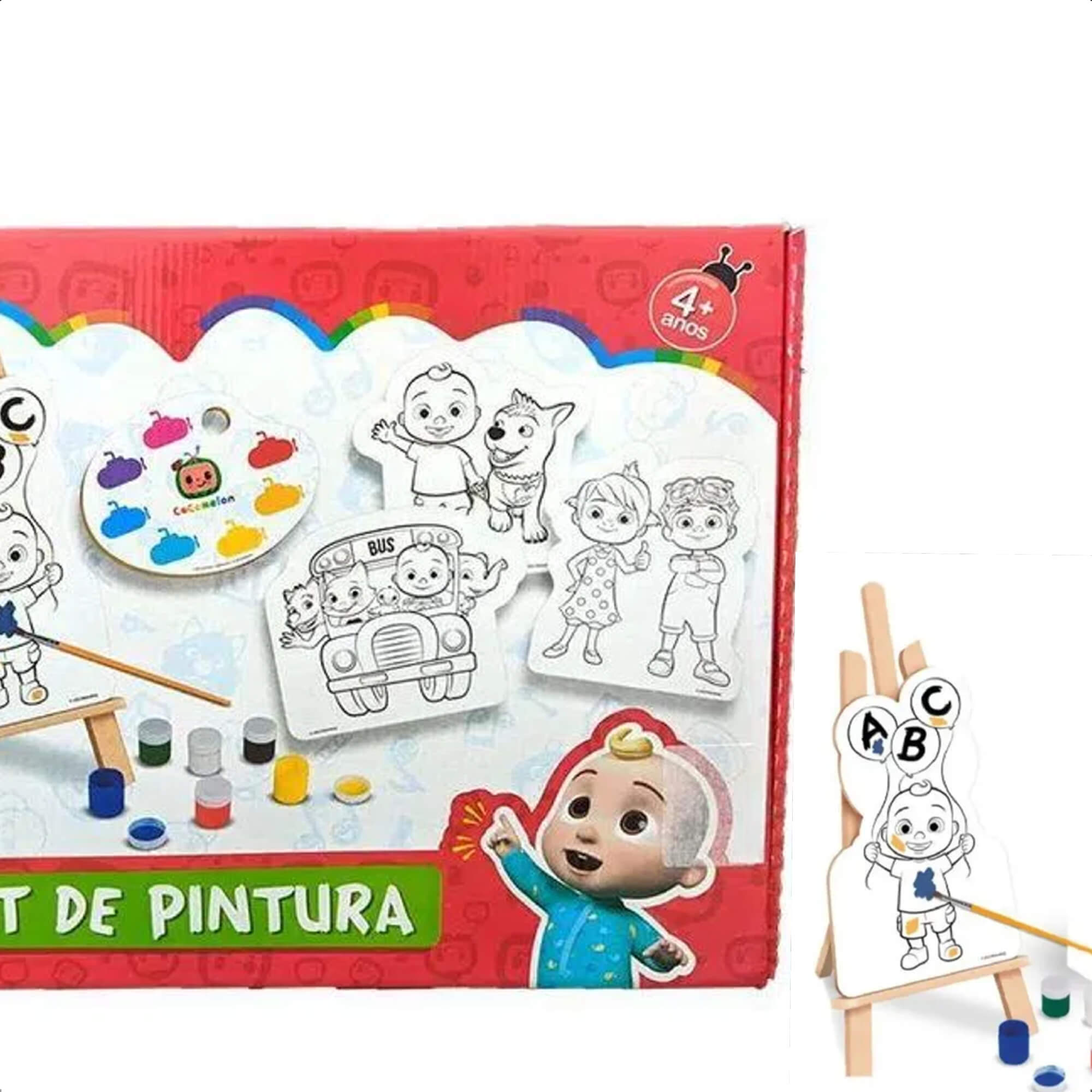 Kit Pintura Infantil Cocomelon Imaginação e Coordenação Motora +4 Anos Nig Brinquedos 0514