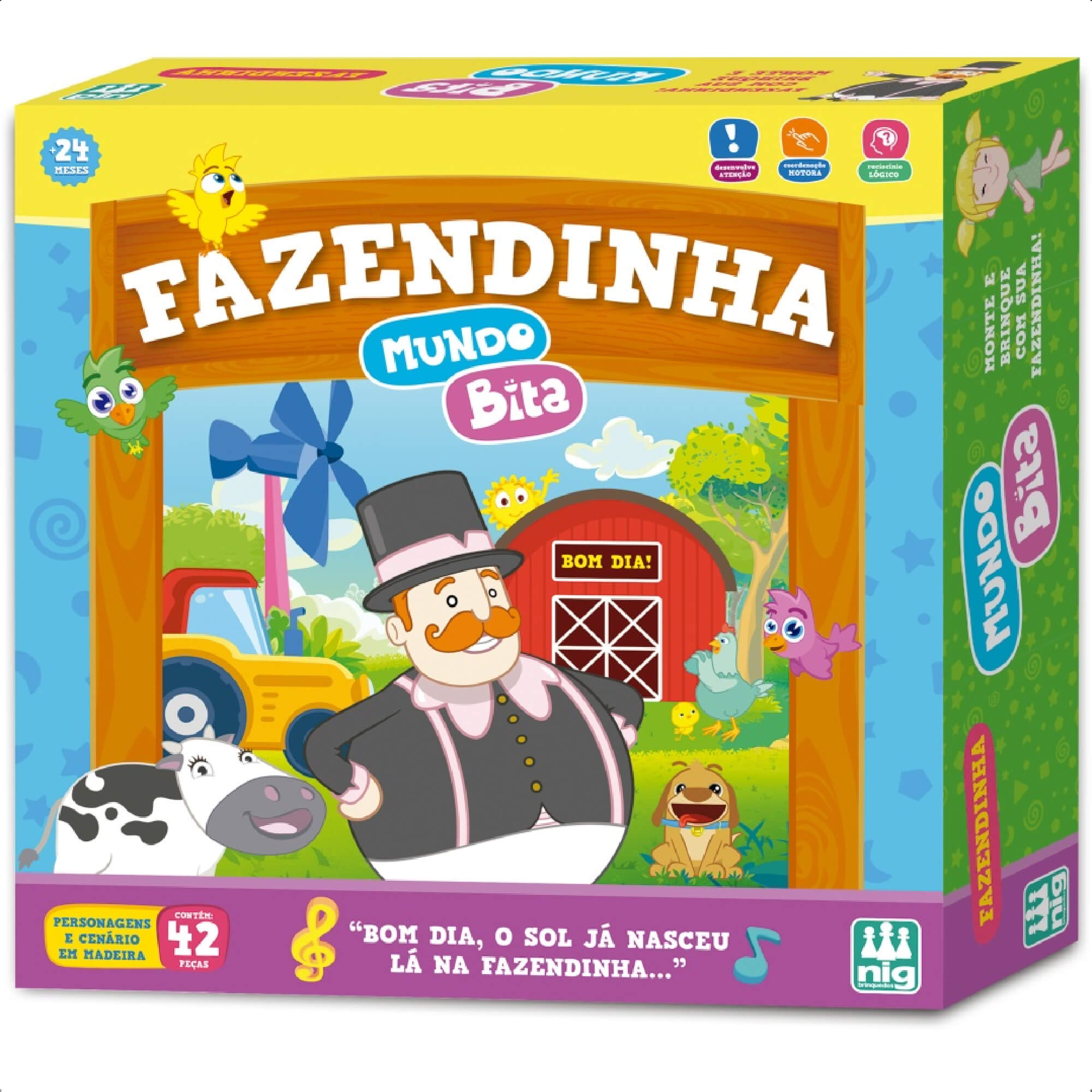 Brinquedo Fazendinha Mundo Bita Infantil 42 Peças Cenário Faz de Conta +2 anos Imaginação Nig Brinquedos - 0693