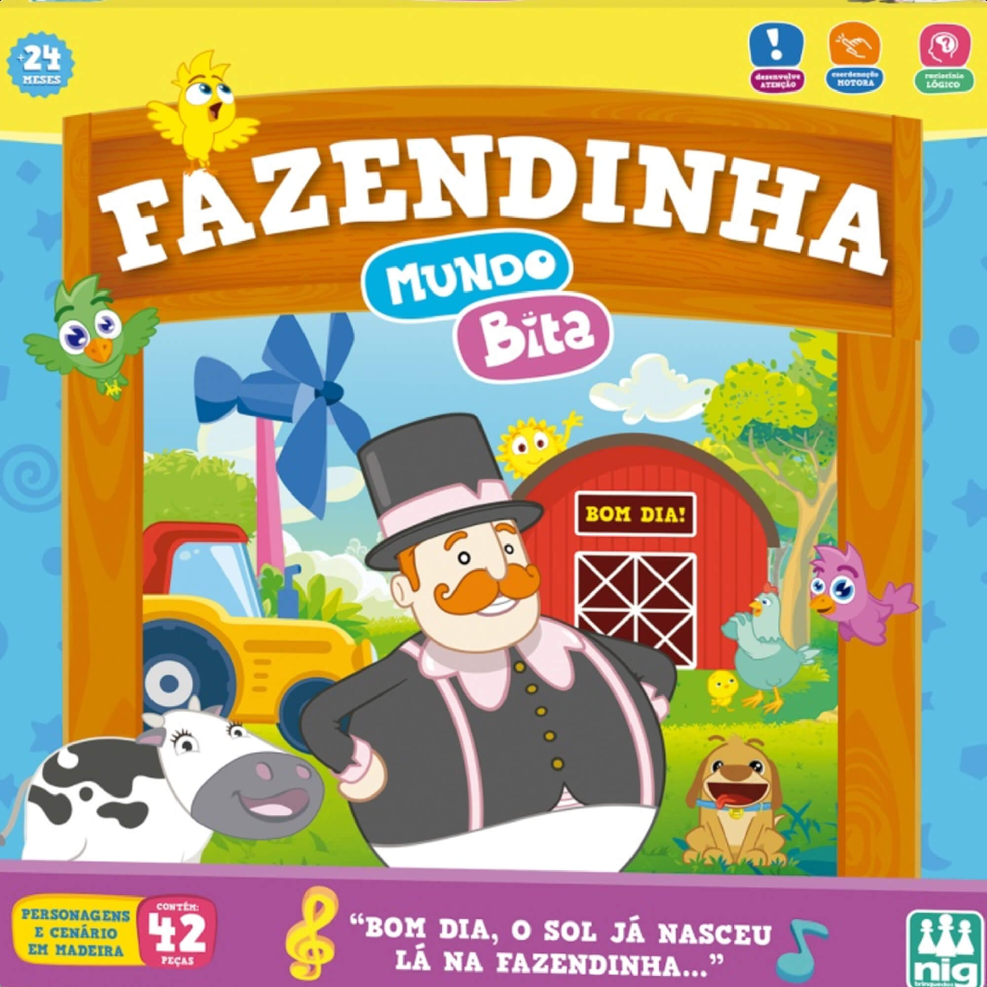 Brinquedo Fazendinha Mundo Bita Infantil 42 Peças Cenário Faz de Conta +2 anos Imaginação Nig Brinquedos - 0693