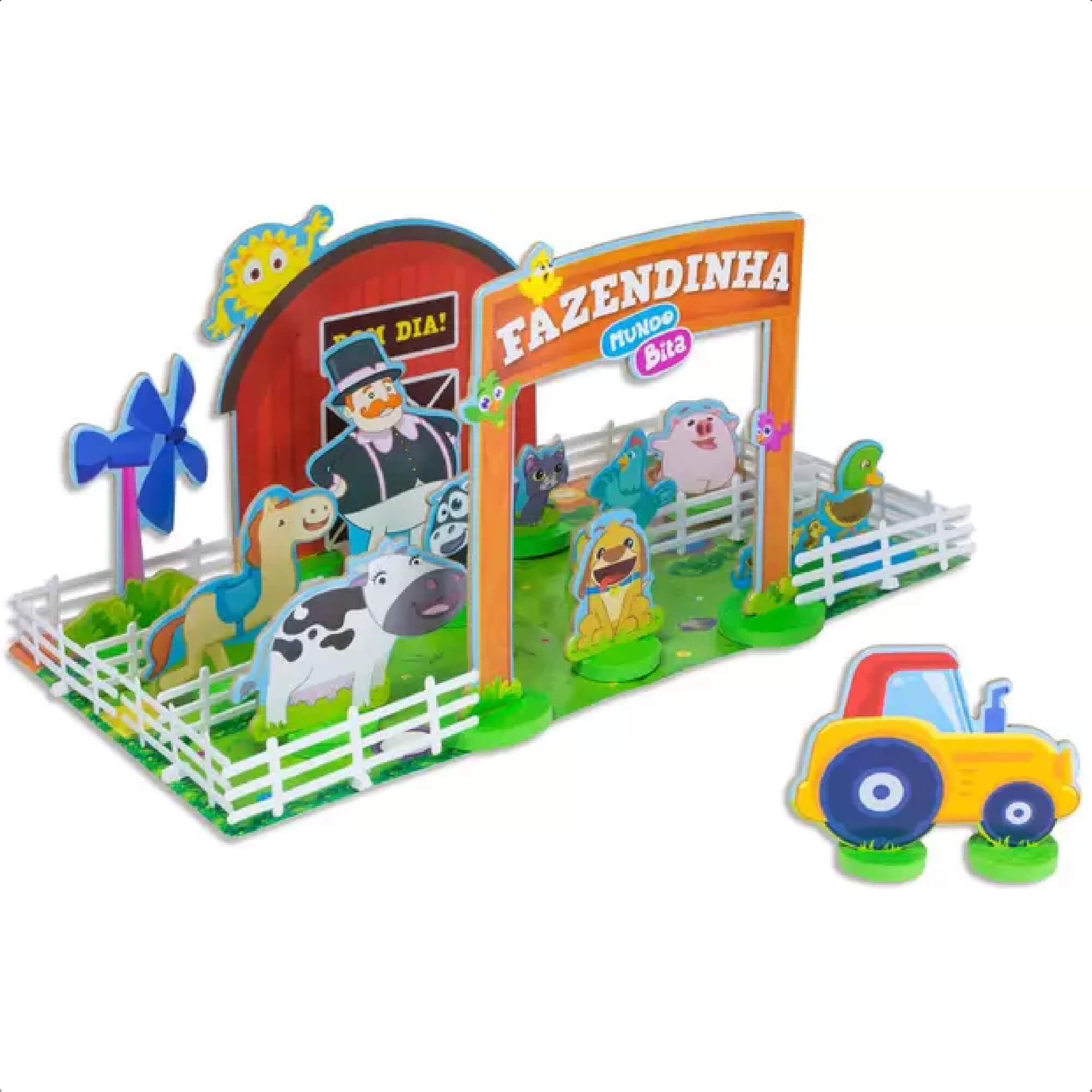 Brinquedo Fazendinha Mundo Bita Infantil 42 Peças Cenário Faz de Conta +2 anos Imaginação Nig Brinquedos - 0693