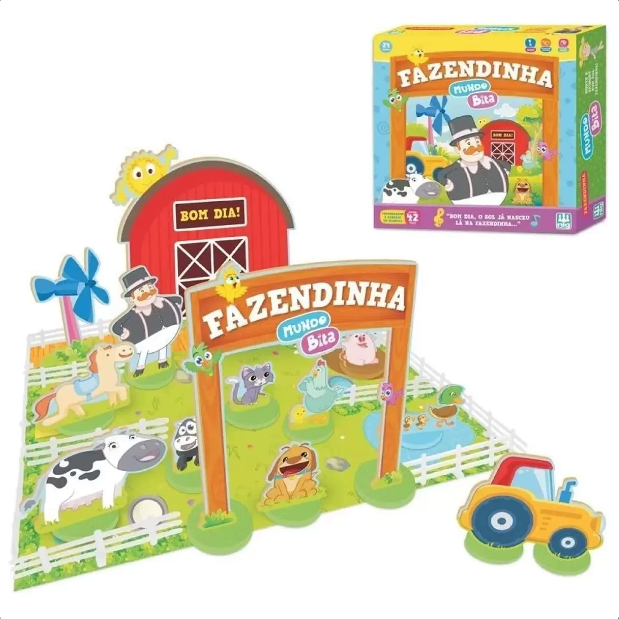 Brinquedo Fazendinha Mundo Bita Infantil 42 Peças Cenário Faz de Conta +2 anos Imaginação Nig Brinquedos - 0693